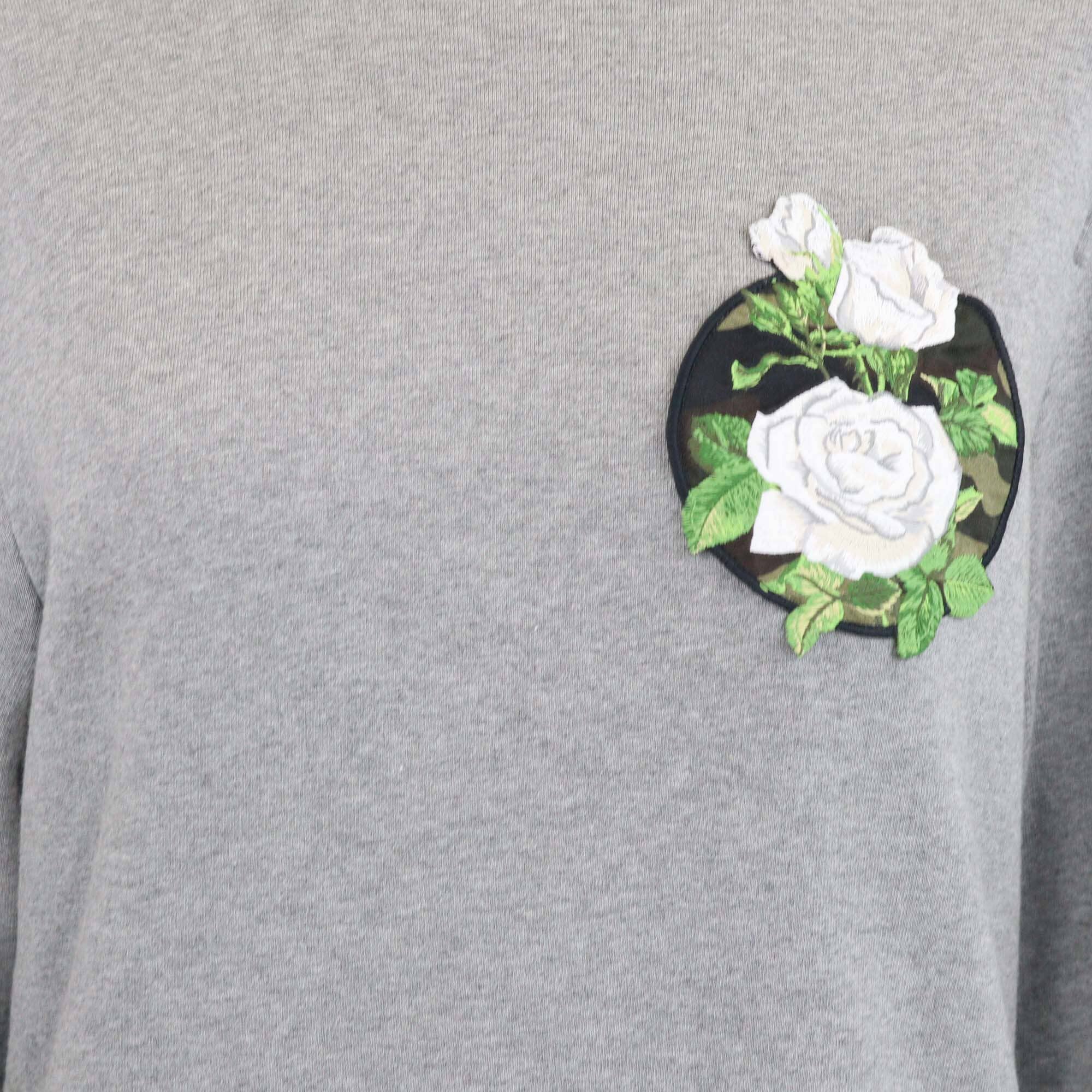 Dior Homme Grey Rose Patch Embroidered Cotton Sweatshirt Mens Dior Homme 