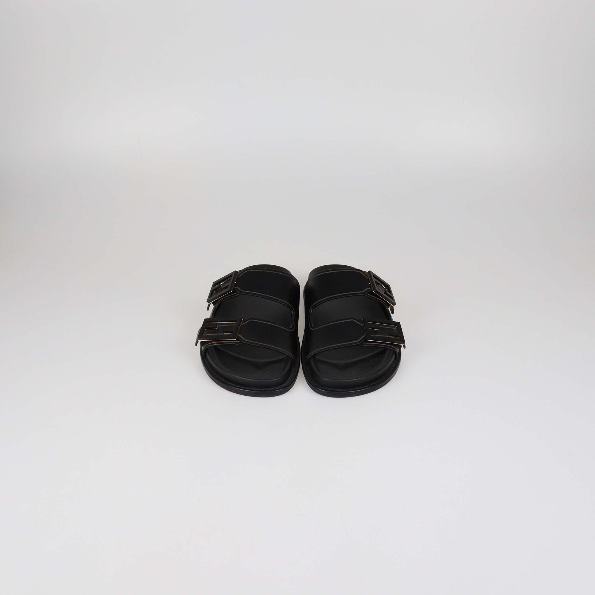 Fendi Black Leather Feel Slides