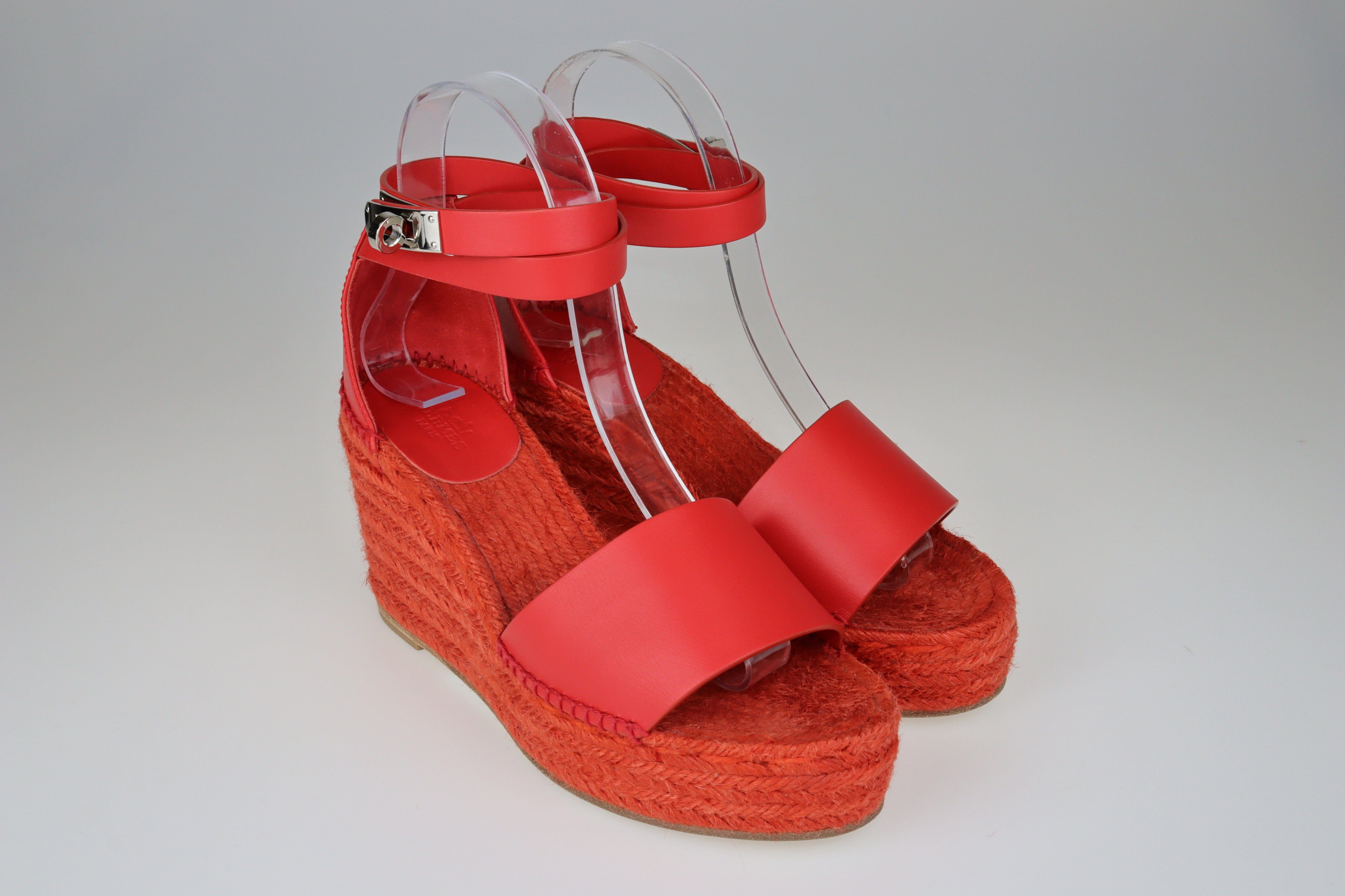 Rouge Bali Tivoli Espadrille Wedge Sandals Shoes Hermes 