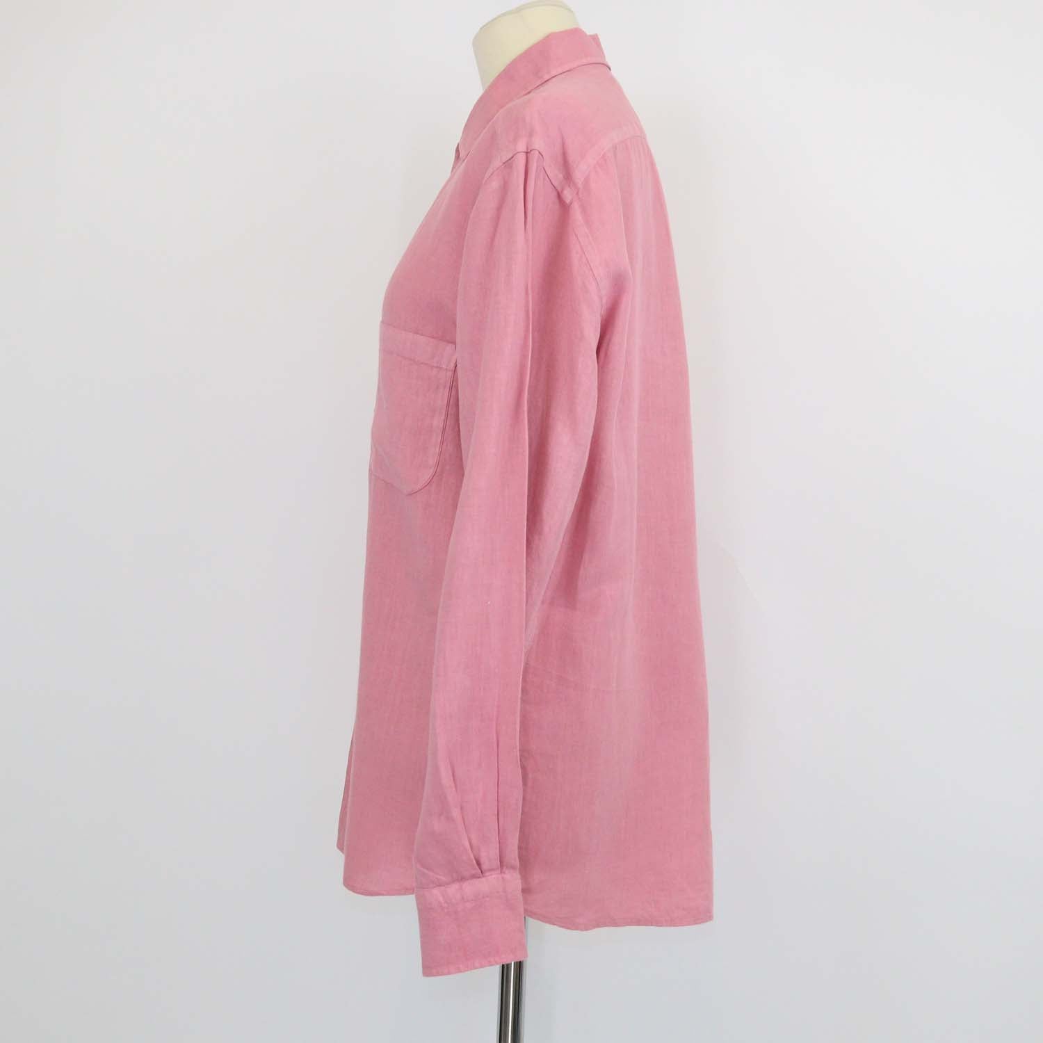 Loro Piana Pink Linen Long Sleeve Shirt
