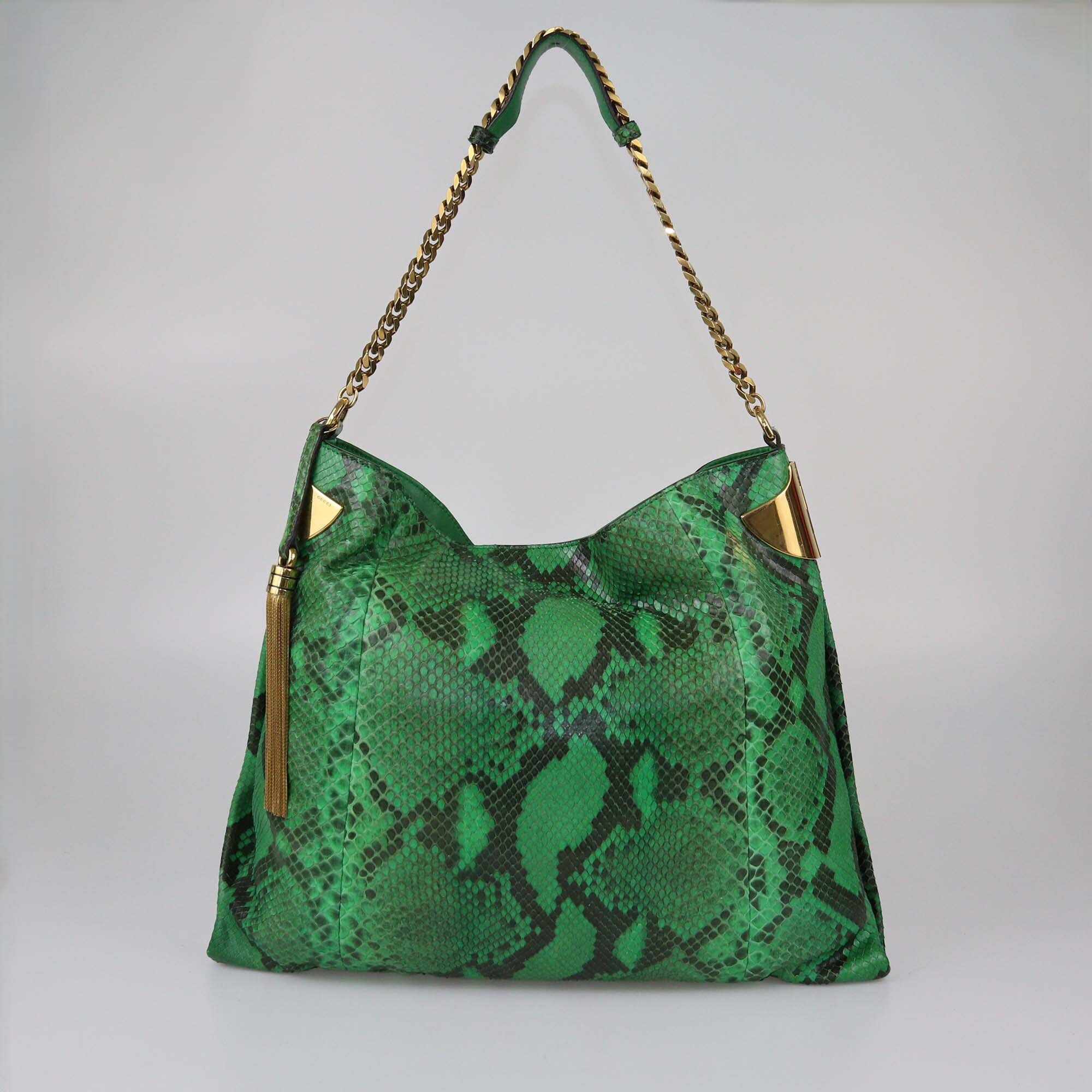 Gucci Green Python 1970 Shoulder Bag Womens Gucci 