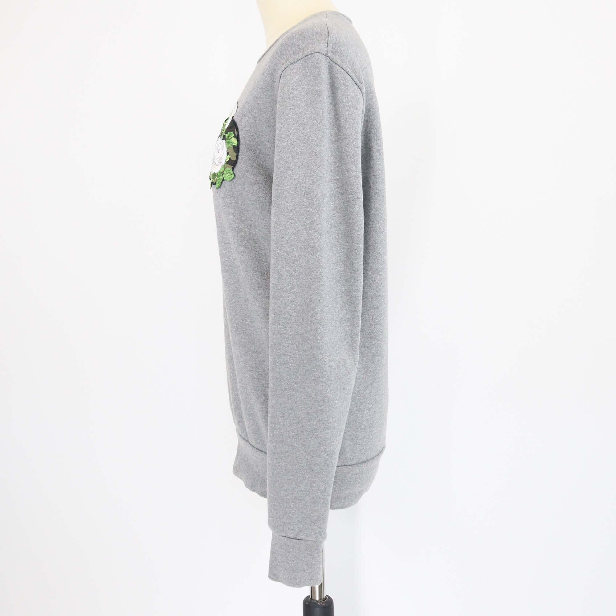 Dior Homme Grey Rose Patch Embroidered Cotton Sweatshirt Mens Dior Homme 