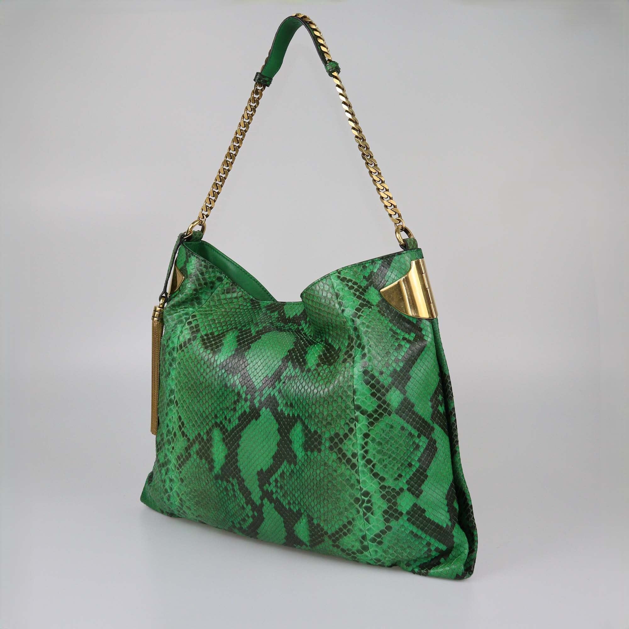 Gucci Green Python 1970 Shoulder Bag Womens Gucci 