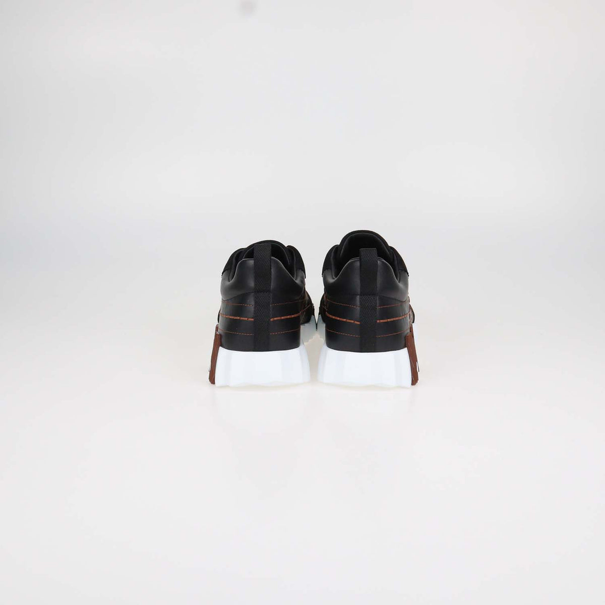 Hermes Black Leather and Suede Stitched Bouncing Sneakers