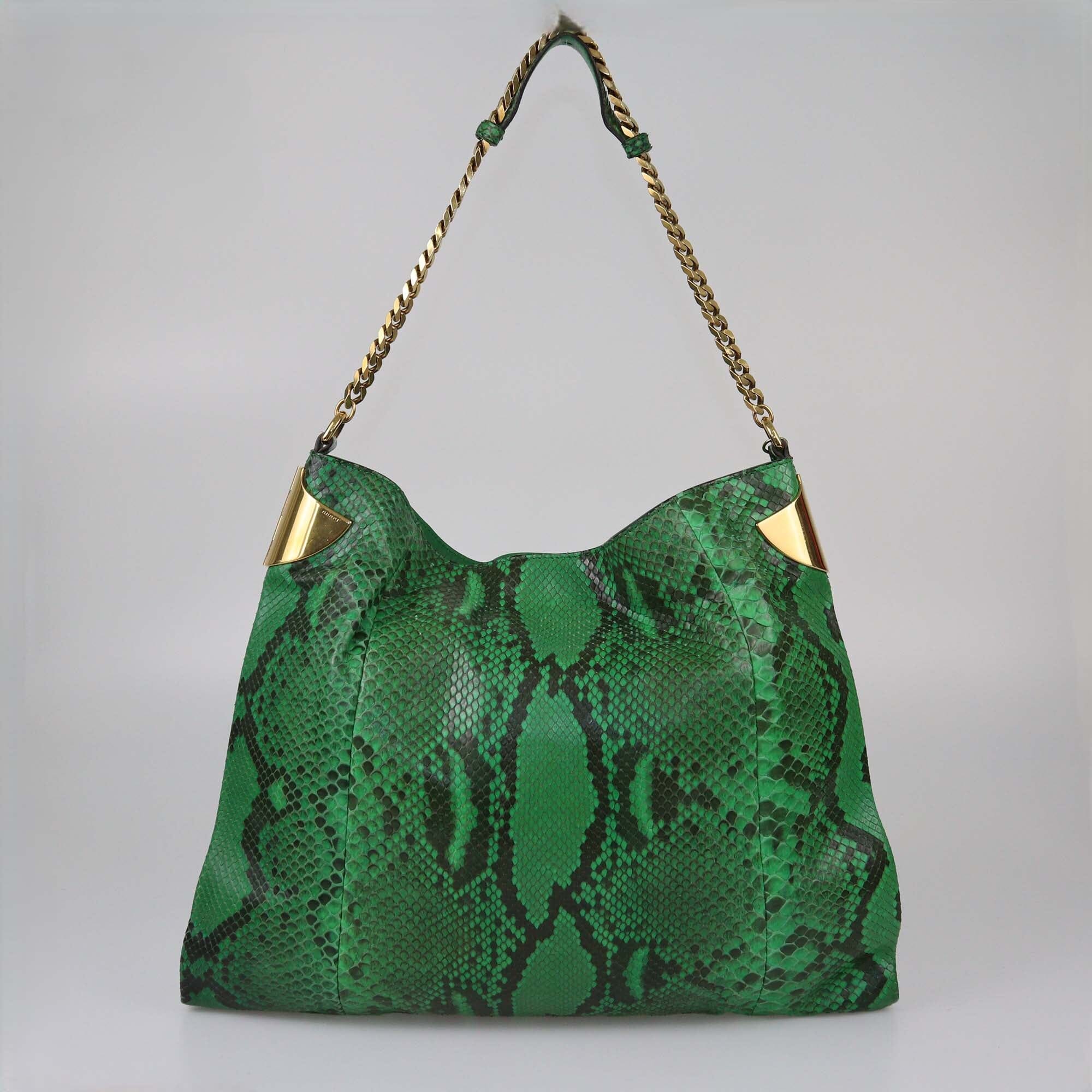 Gucci Green Python 1970 Shoulder Bag Womens Gucci 