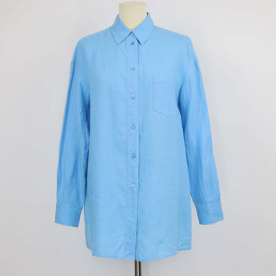 Loro Piana Blue Linen Long Sleeve Shirt