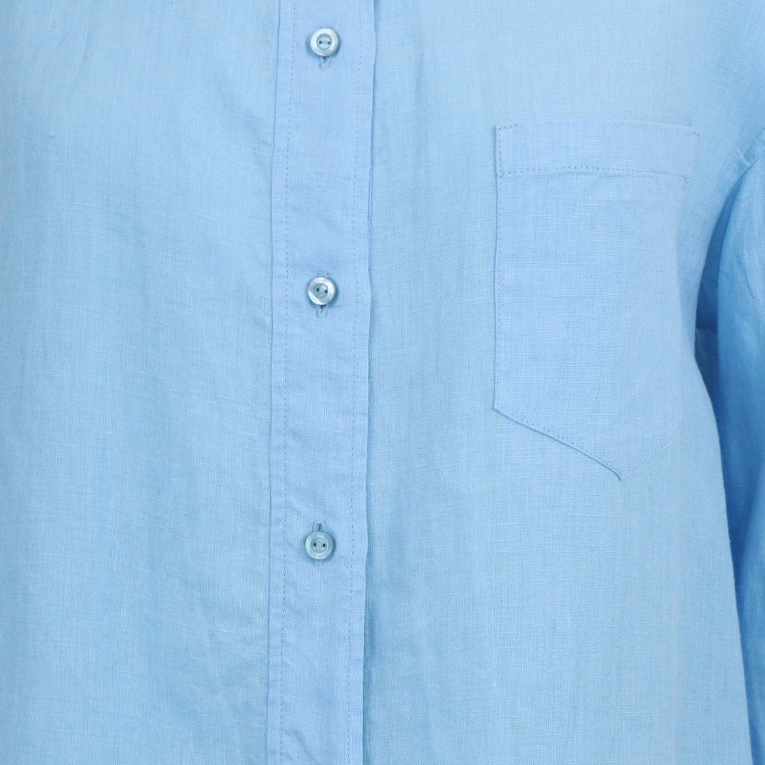 Loro Piana Blue Linen Long Sleeve Shirt