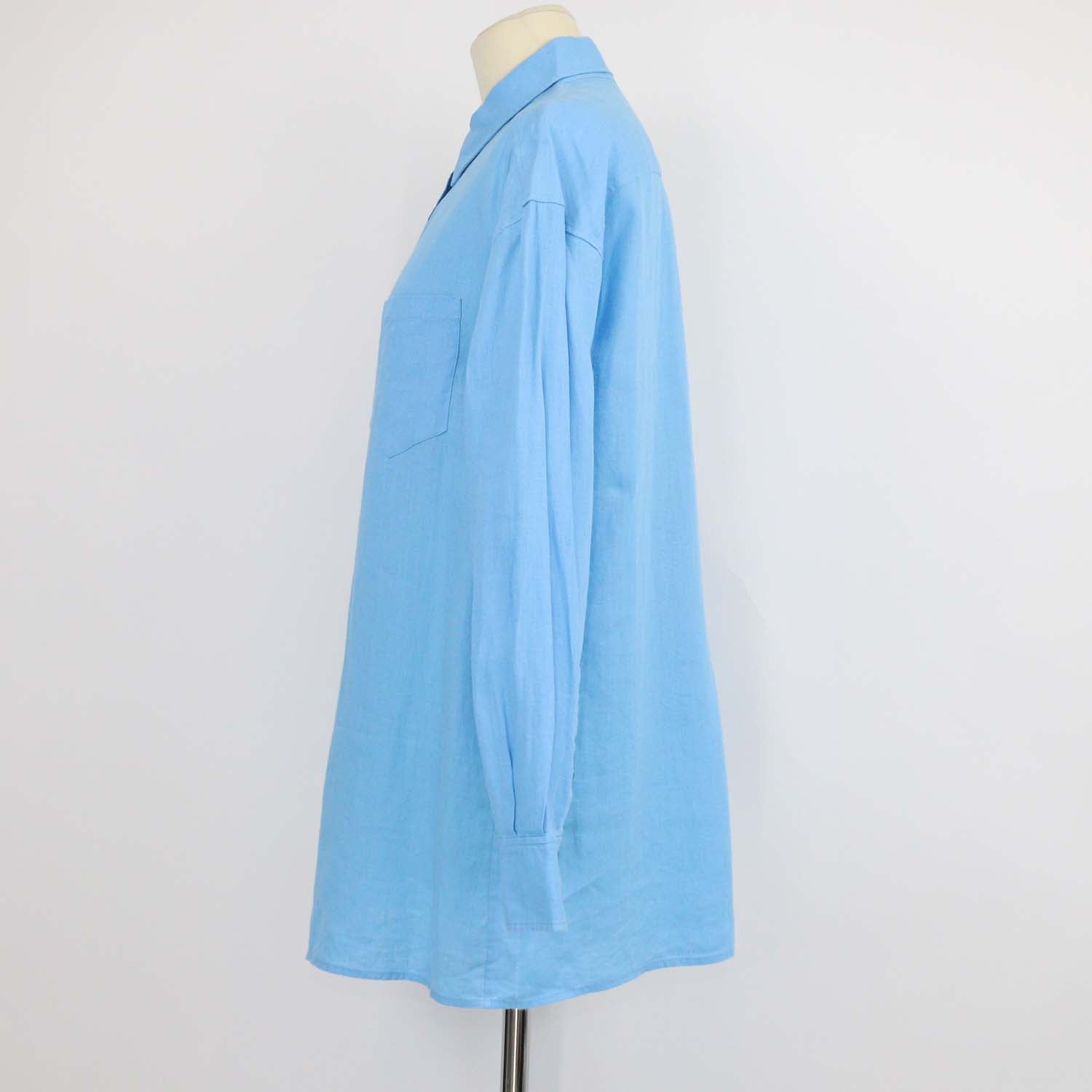 Loro Piana Blue Linen Long Sleeve Shirt