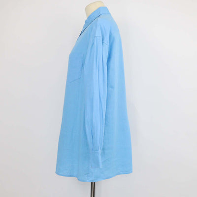 Loro Piana Blue Linen Long Sleeve Shirt