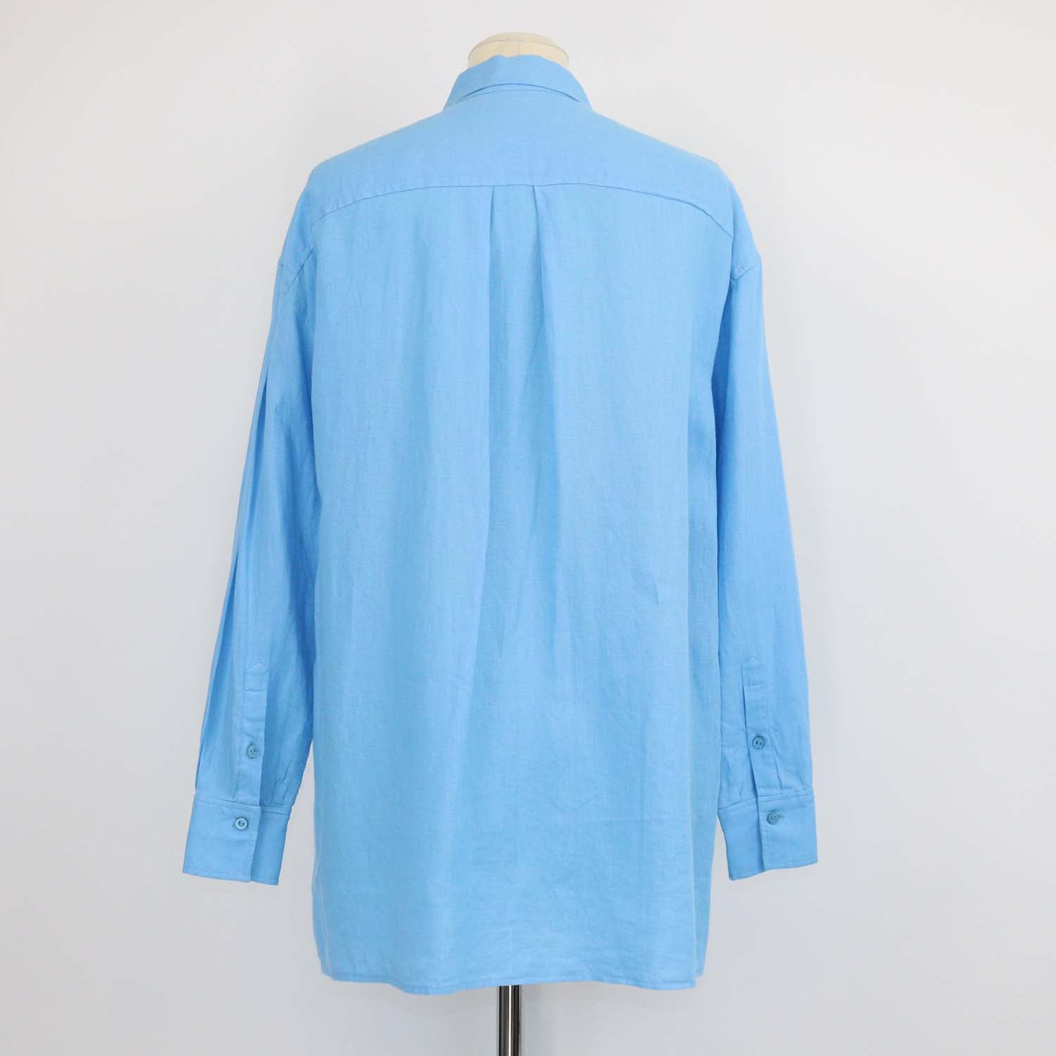 Loro Piana Blue Linen Long Sleeve Shirt