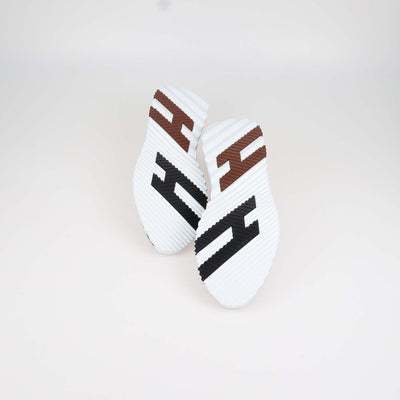 Hermes Black Leather and Suede Stitched Bouncing Sneakers