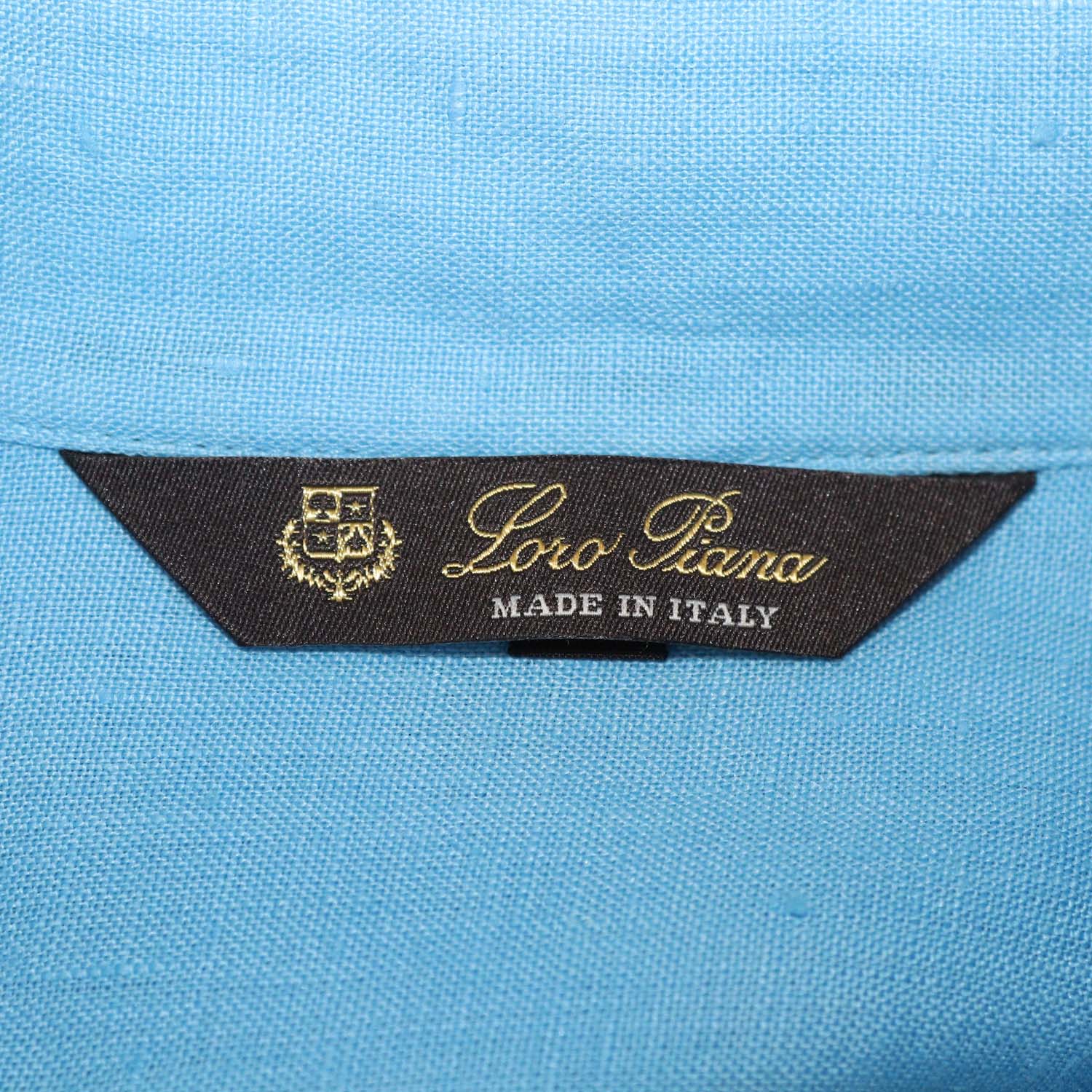 Loro Piana Blue Linen Long Sleeve Shirt