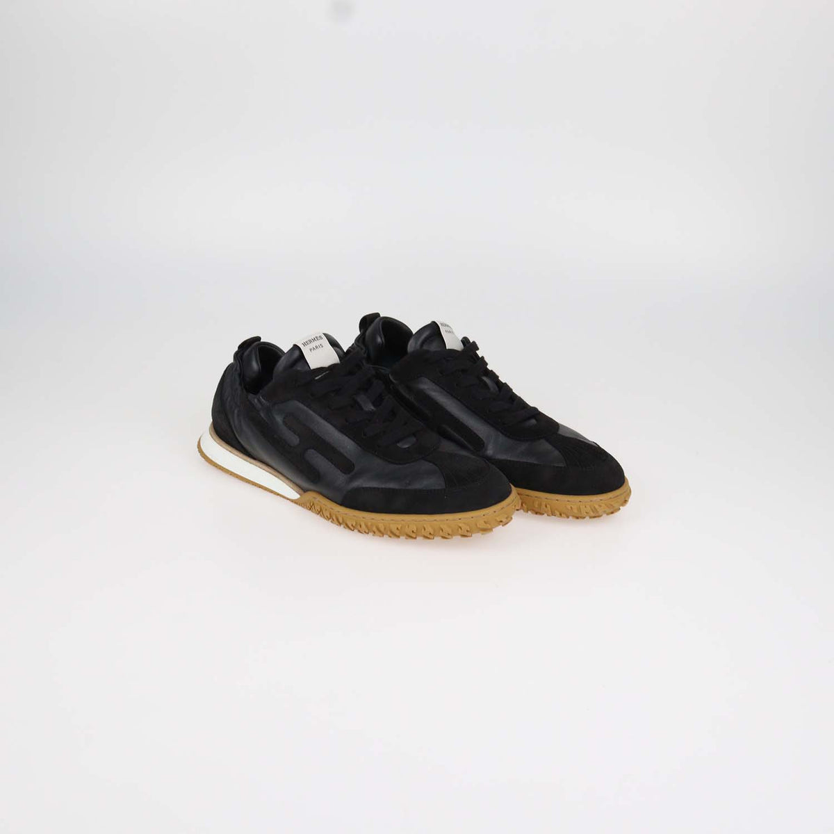 Hermes Black Leather and Suede Jet Sneakers