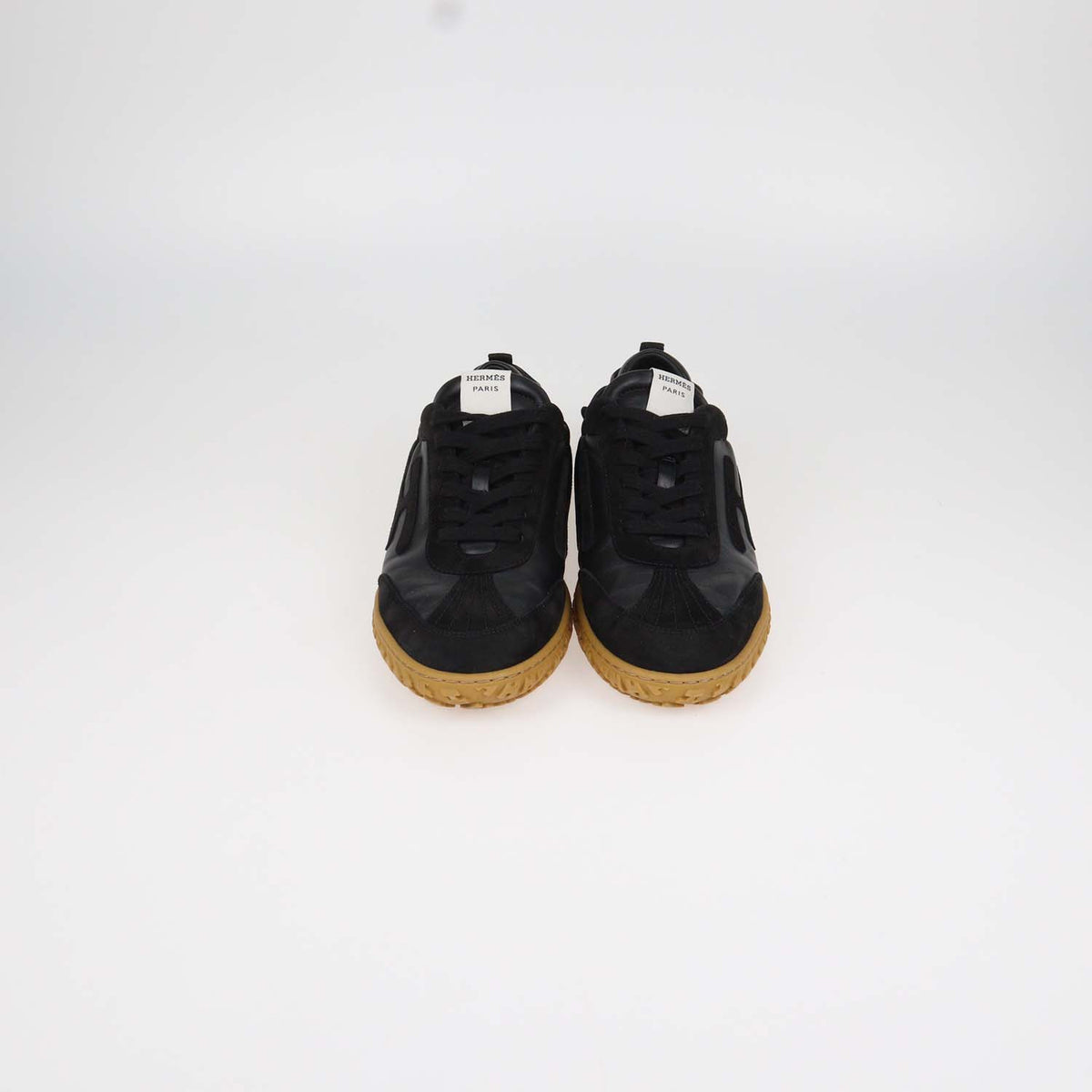Hermes Black Leather and Suede Jet Sneakers