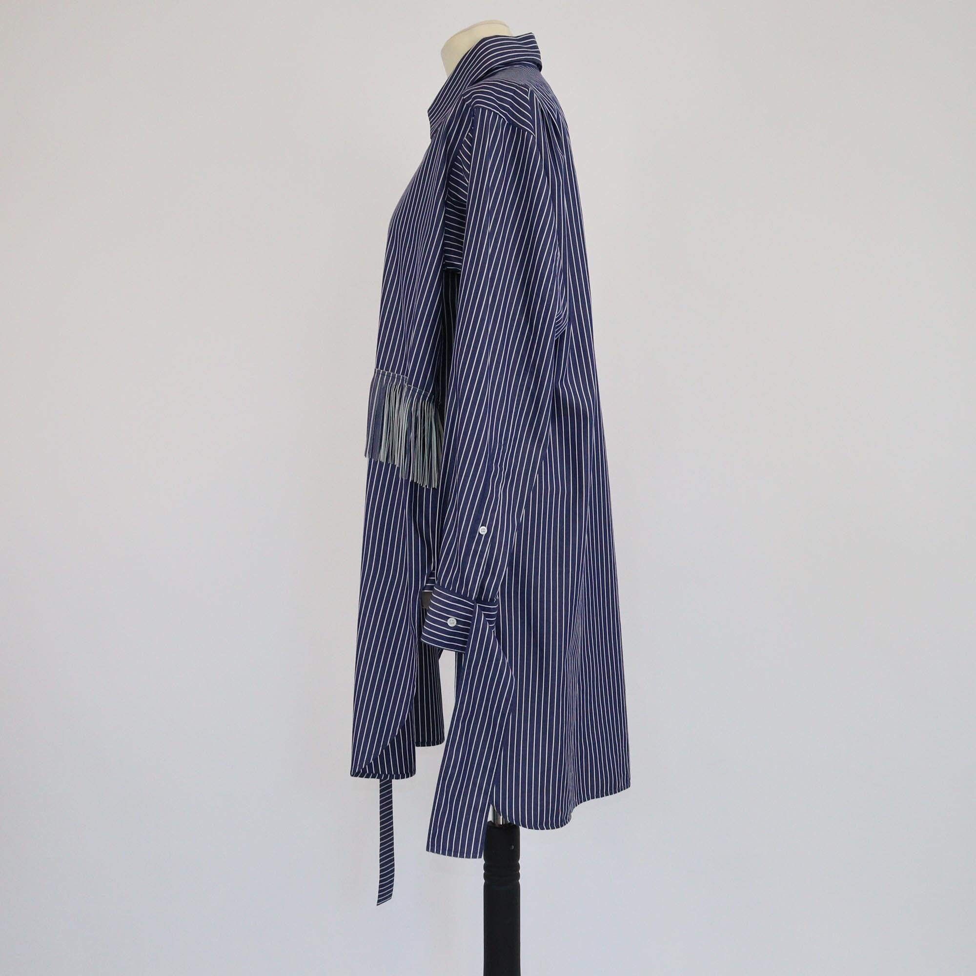 Loewe Blue/White Stripes Fringed Detailed Oversized Shirt Womens Loewe 