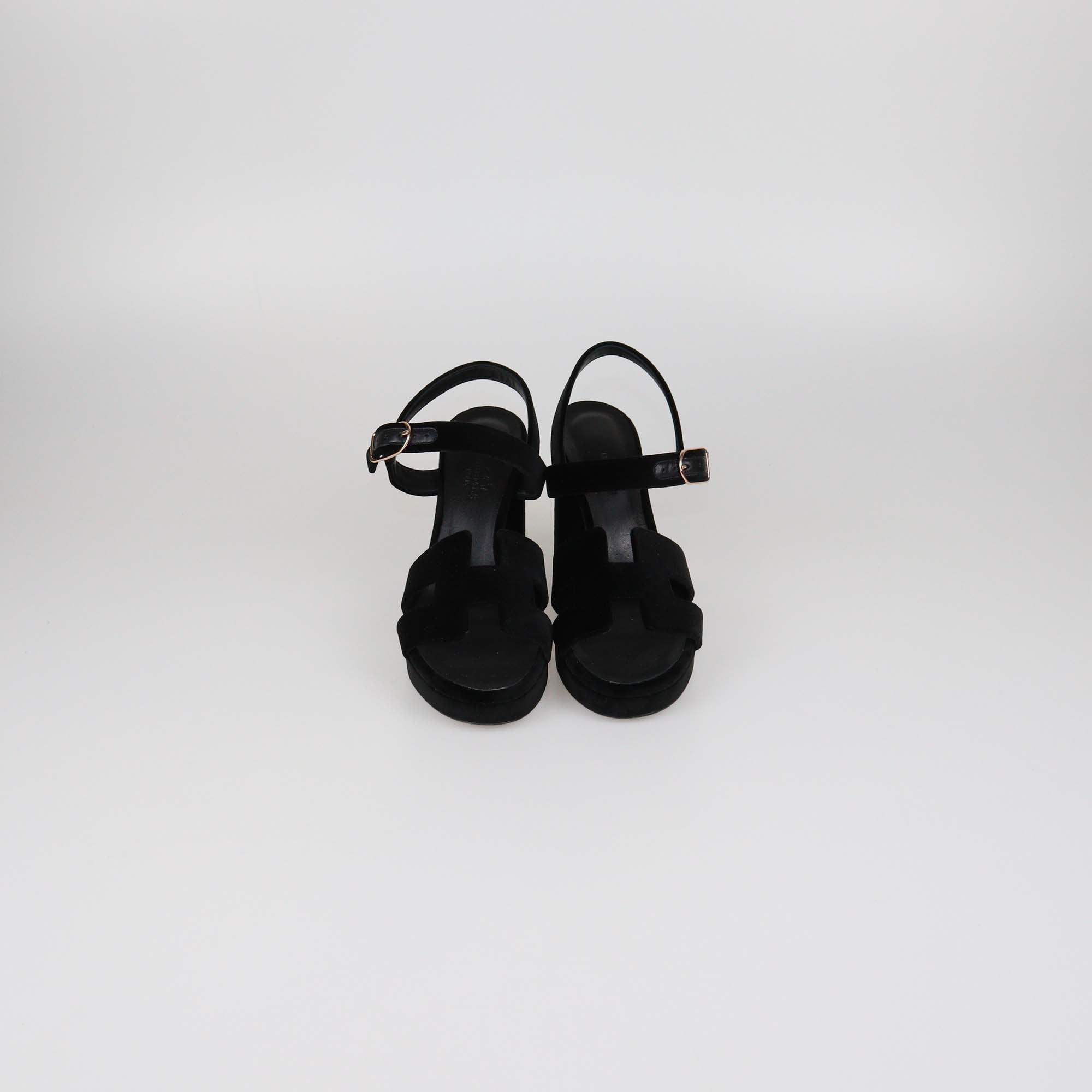Hermes Black Velvet Jazz 90 Sandals
