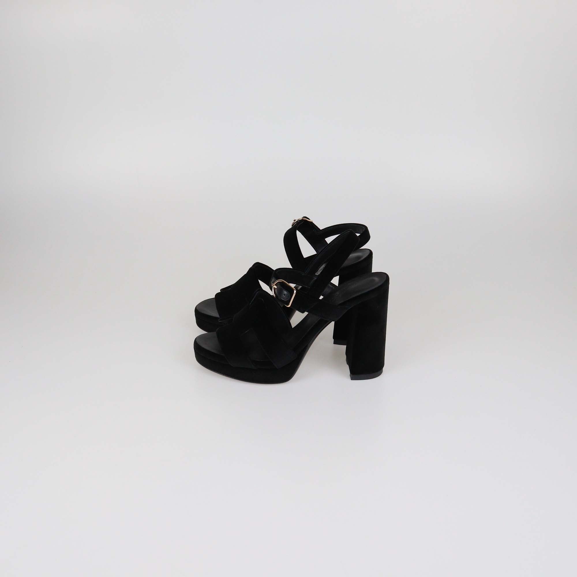 Hermes Black Velvet Jazz 90 Sandals