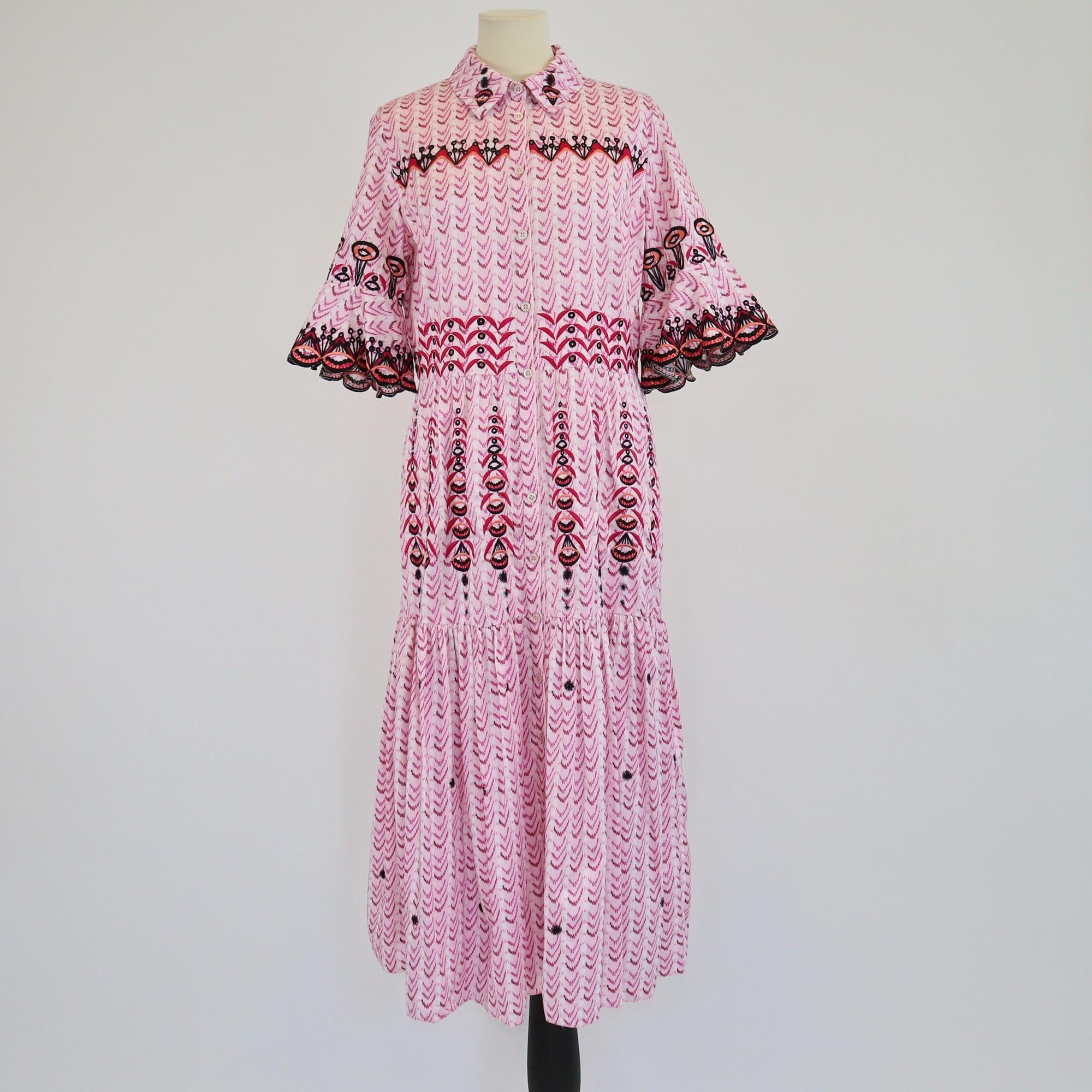 Temperley Pink Embroidered Poet Midi Dress Womens Temperley 