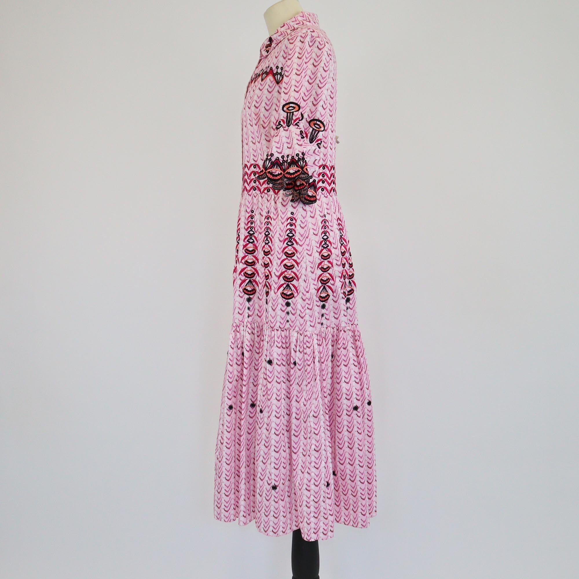 Temperley Pink Embroidered Poet Midi Dress Womens Temperley 
