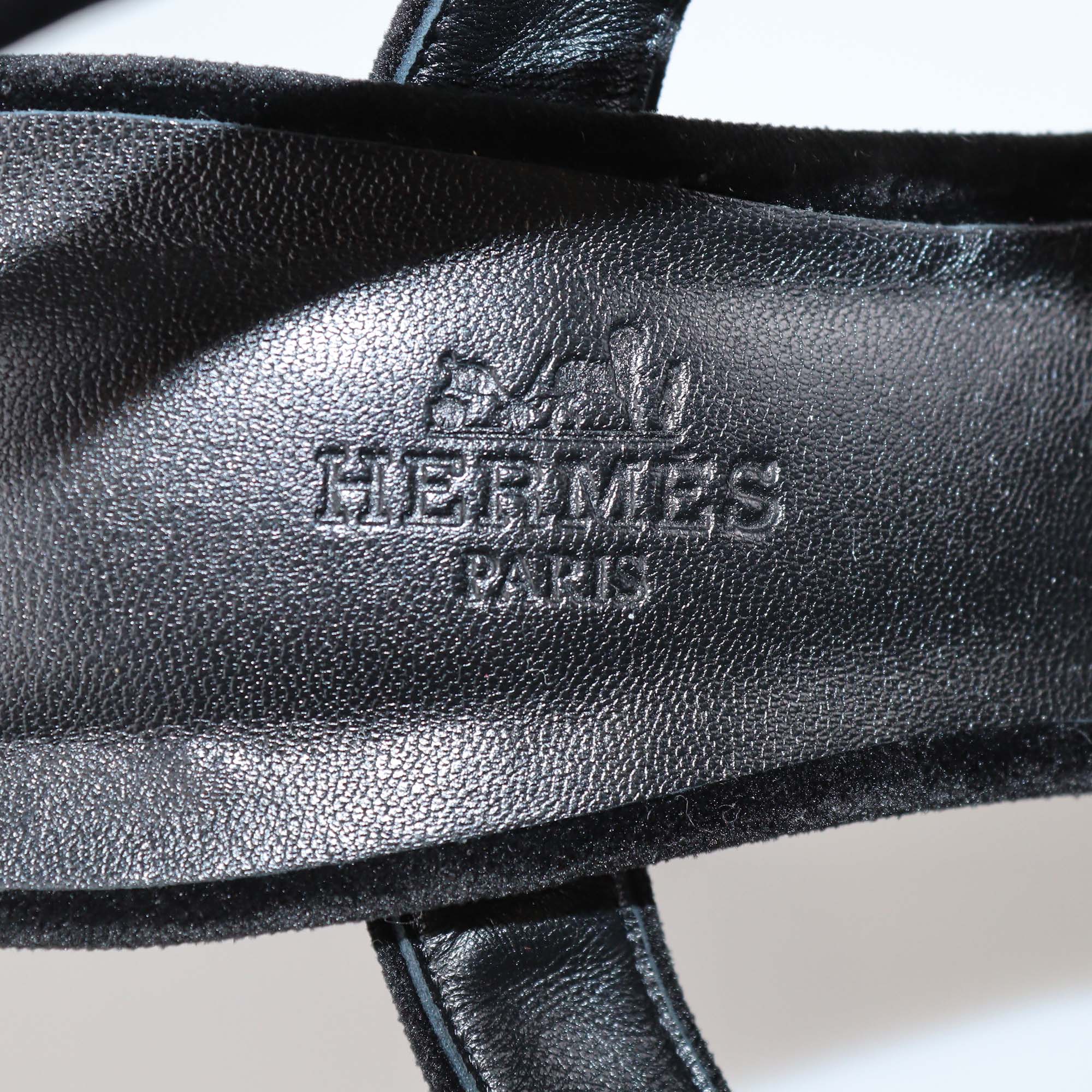 Hermes Black Velvet Jazz 90 Sandals