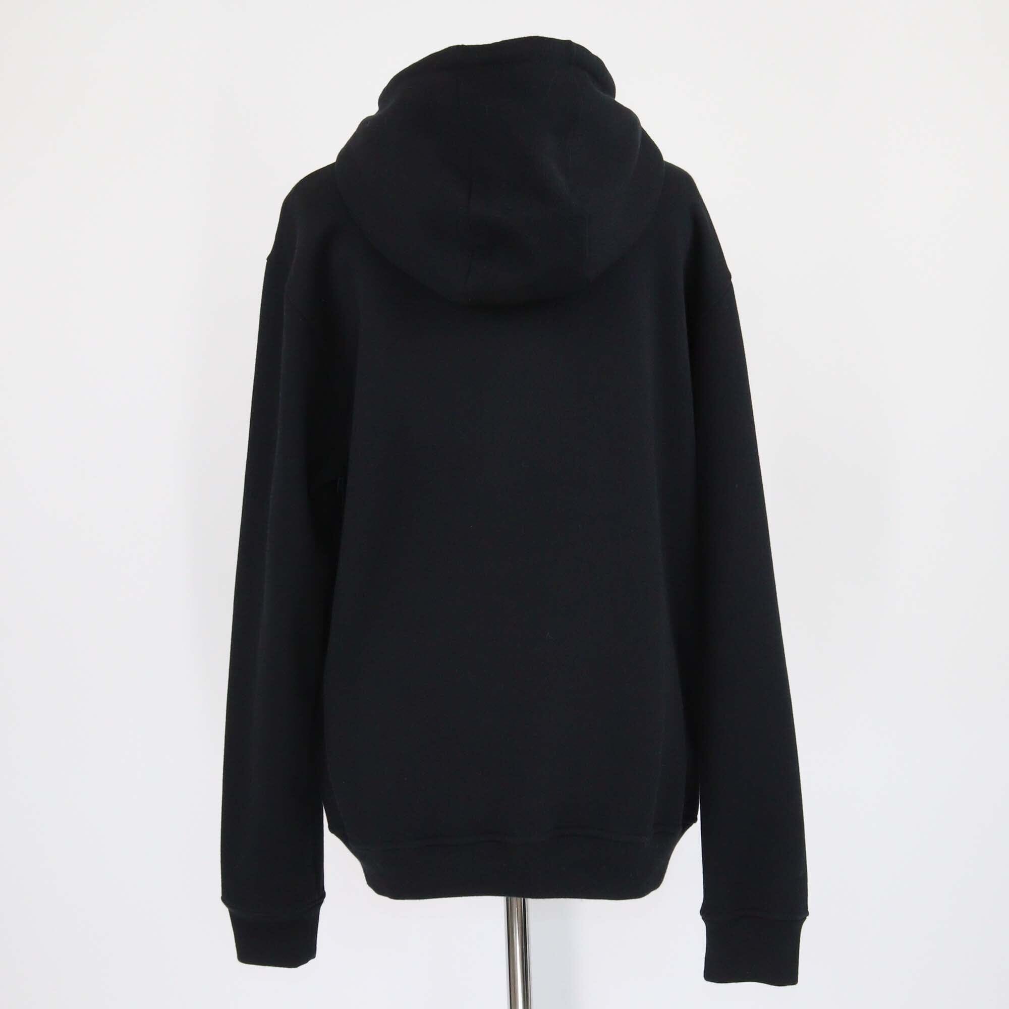 Fendi Black Blend Cotton Embroidered Patch Hoodie Sweatshirt Mens Fendi 