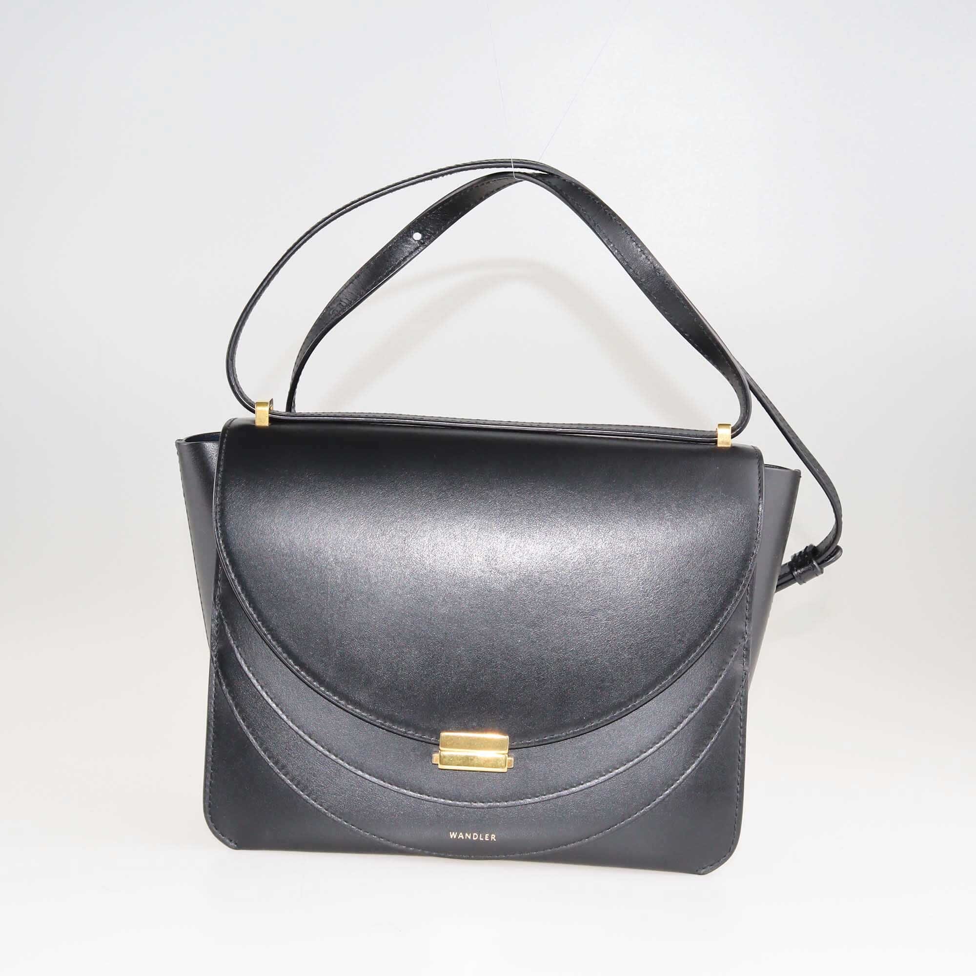 Wandler Black Leather Luna Shoulder Bag Bags Wandler 