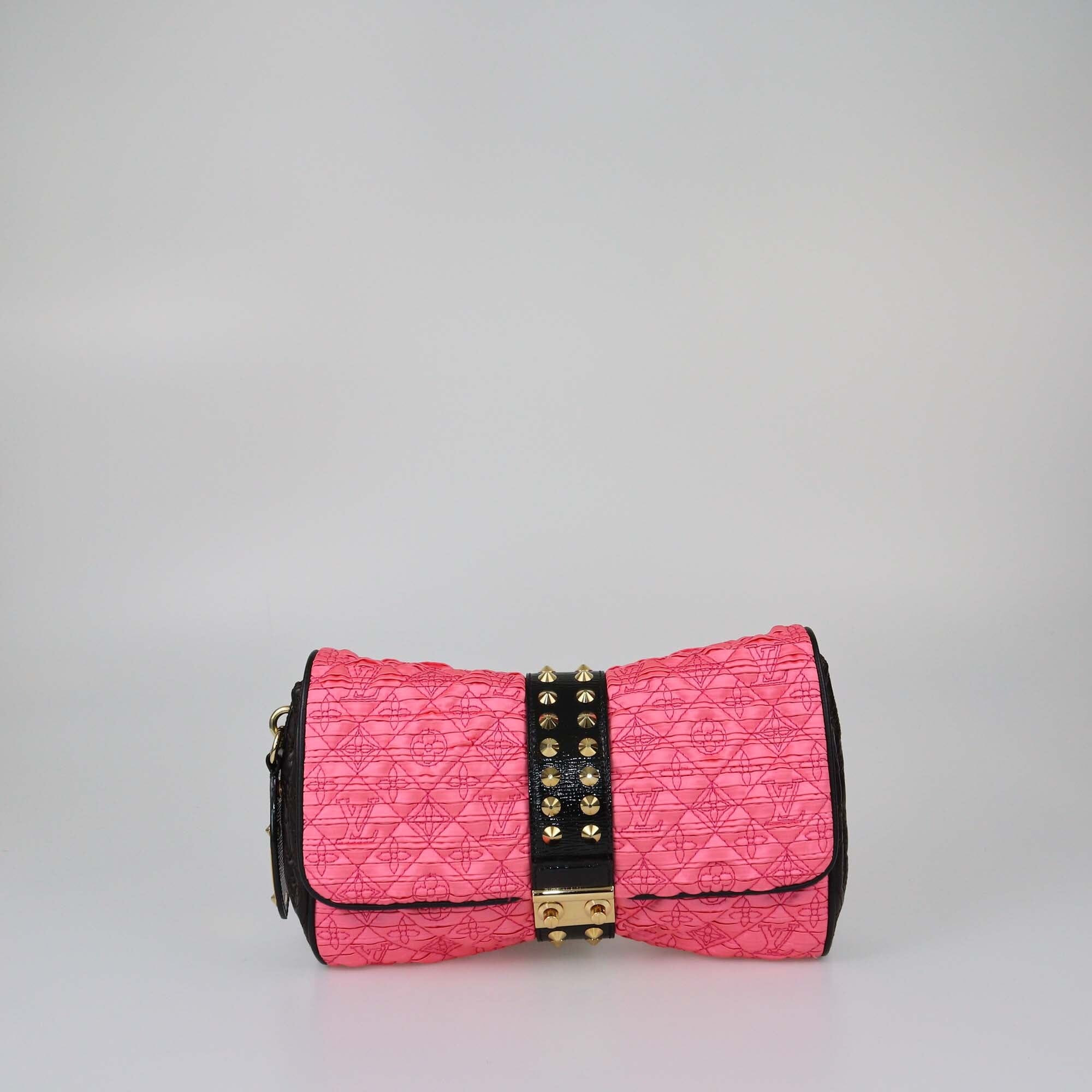 Louis Vuitton Pink/Black Monogram Coquette Clutch Womens Louis Vuitton 