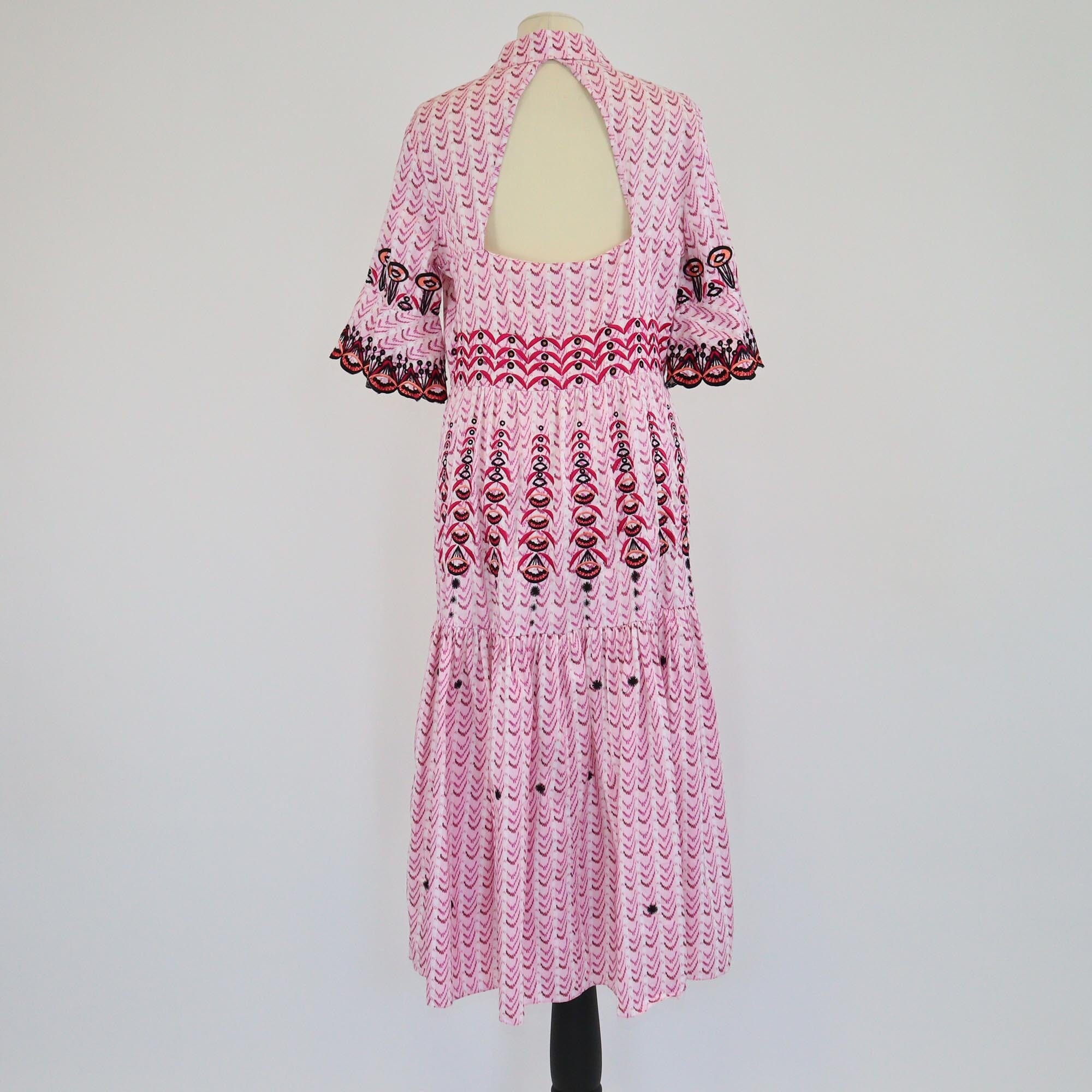 Temperley Pink Embroidered Poet Midi Dress Womens Temperley 