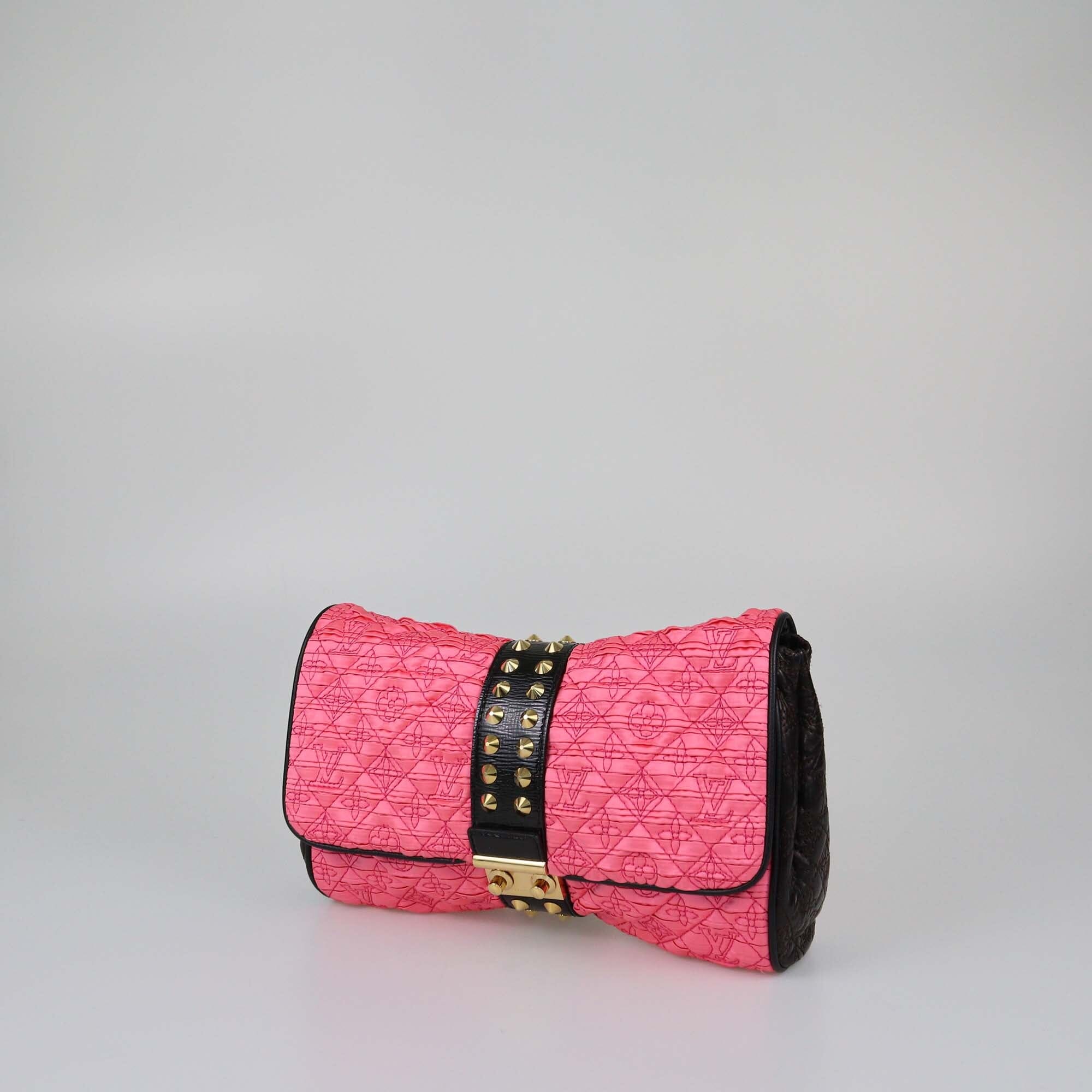 Louis Vuitton Pink/Black Monogram Coquette Clutch Womens Louis Vuitton 