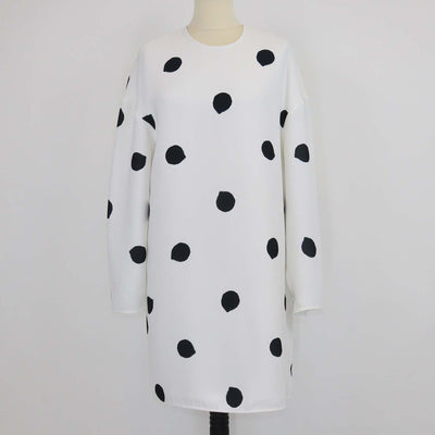 Tibi White/Black Polka Dot Long Sleeve Midi Dress