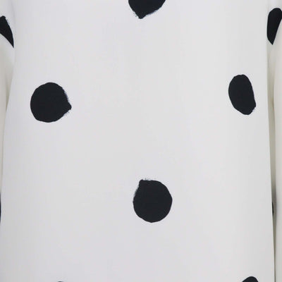 Tibi White/Black Polka Dot Long Sleeve Midi Dress