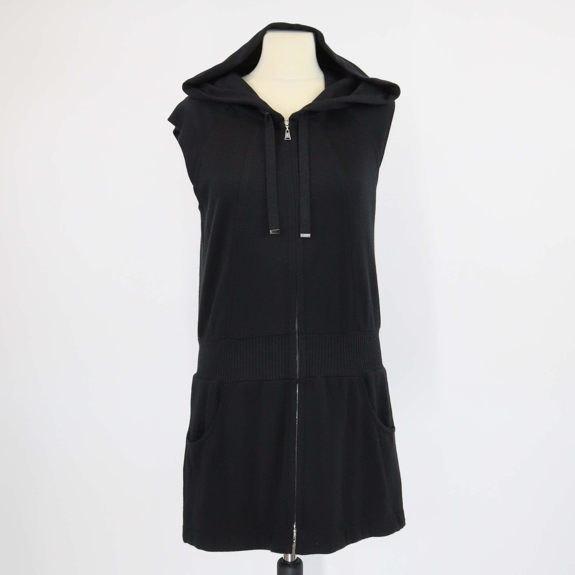 Louis Vuitton Black Cashmere & Silk Sleeveless Hoodie Mini Dress Womens Louis Vuitton 