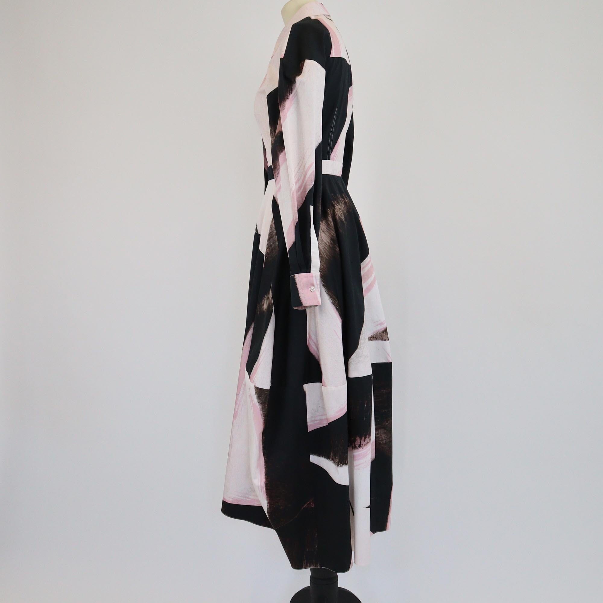 Alexander McQueen Multicolor Abstract Print Long Sleeve Shirt Dress Womens Alexander McQueen 