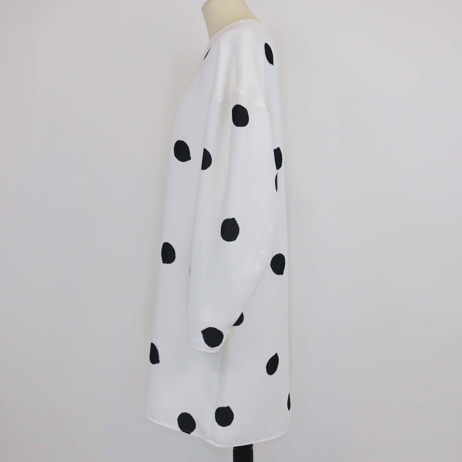 Tibi White/Black Polka Dot Long Sleeve Midi Dress