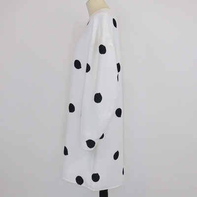 Tibi White/Black Polka Dot Long Sleeve Midi Dress