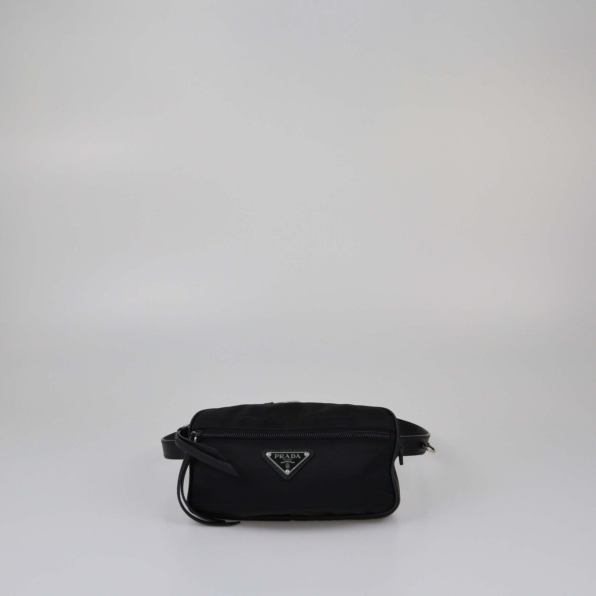 Prada Black Logo Plaque Belt Bag Womens Prada 