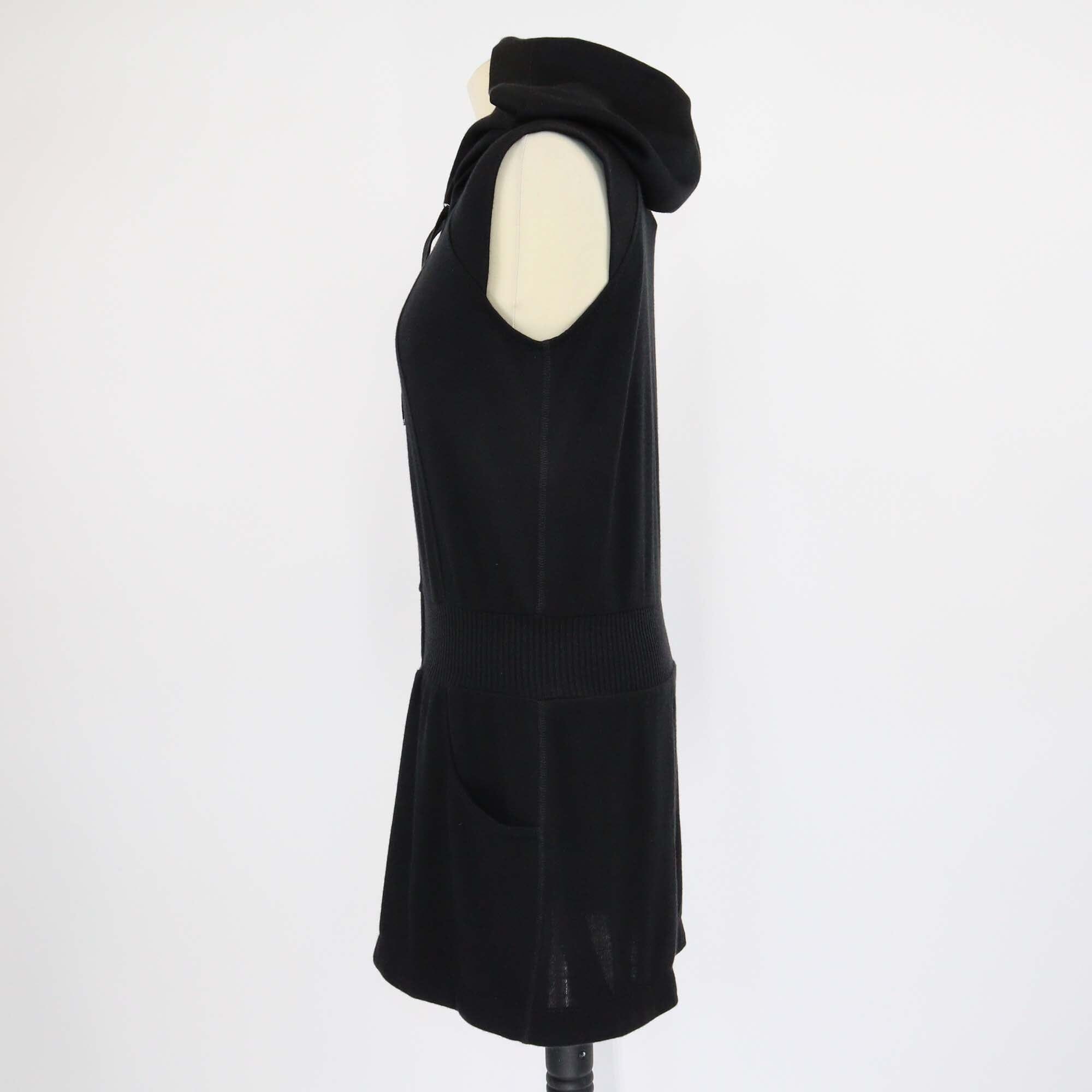 Louis Vuitton Black Cashmere & Silk Sleeveless Hoodie Mini Dress Womens Louis Vuitton 