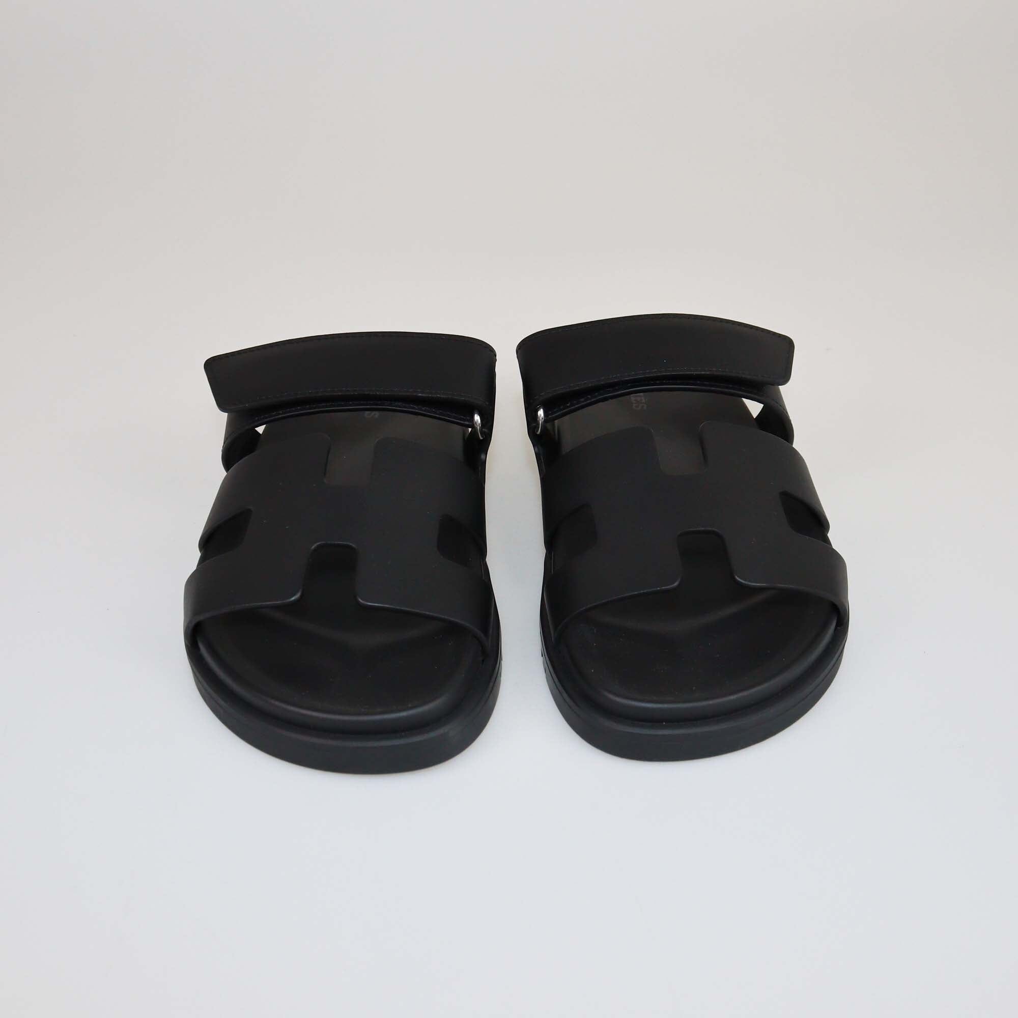 Hermes Black Chypre Flat Sandals Womens Hermes 