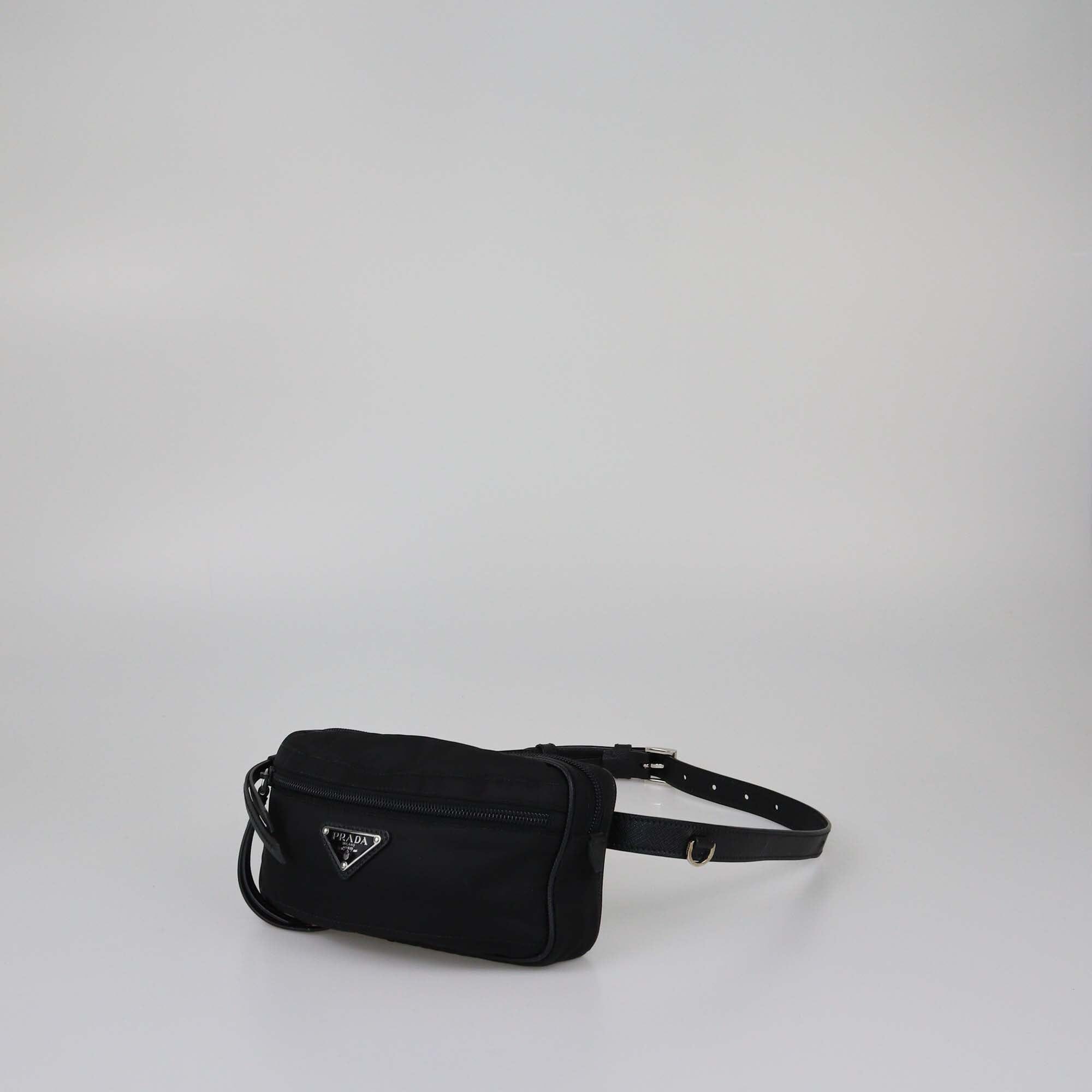 Prada Black Logo Plaque Belt Bag Womens Prada 