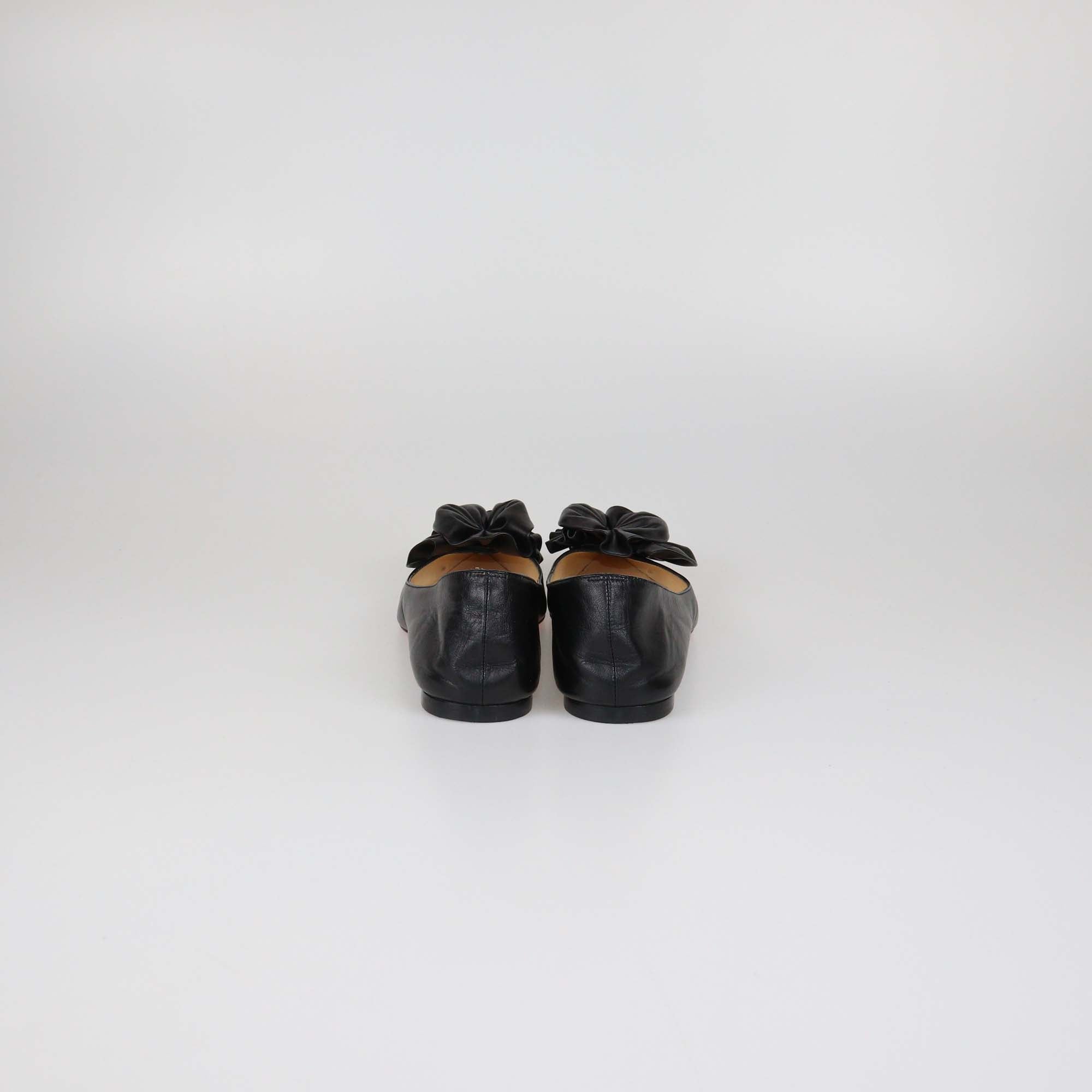Christian Louboutin Black Leather Anemosea Pointed Toe Flats