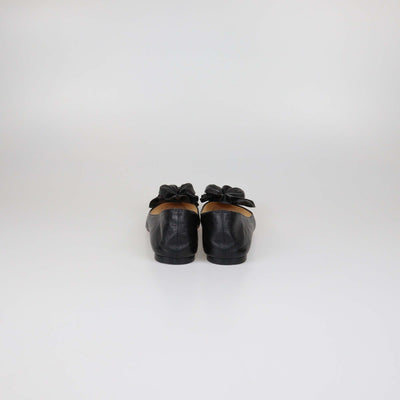 Christian Louboutin Black Leather Anemosea Pointed Toe Flats
