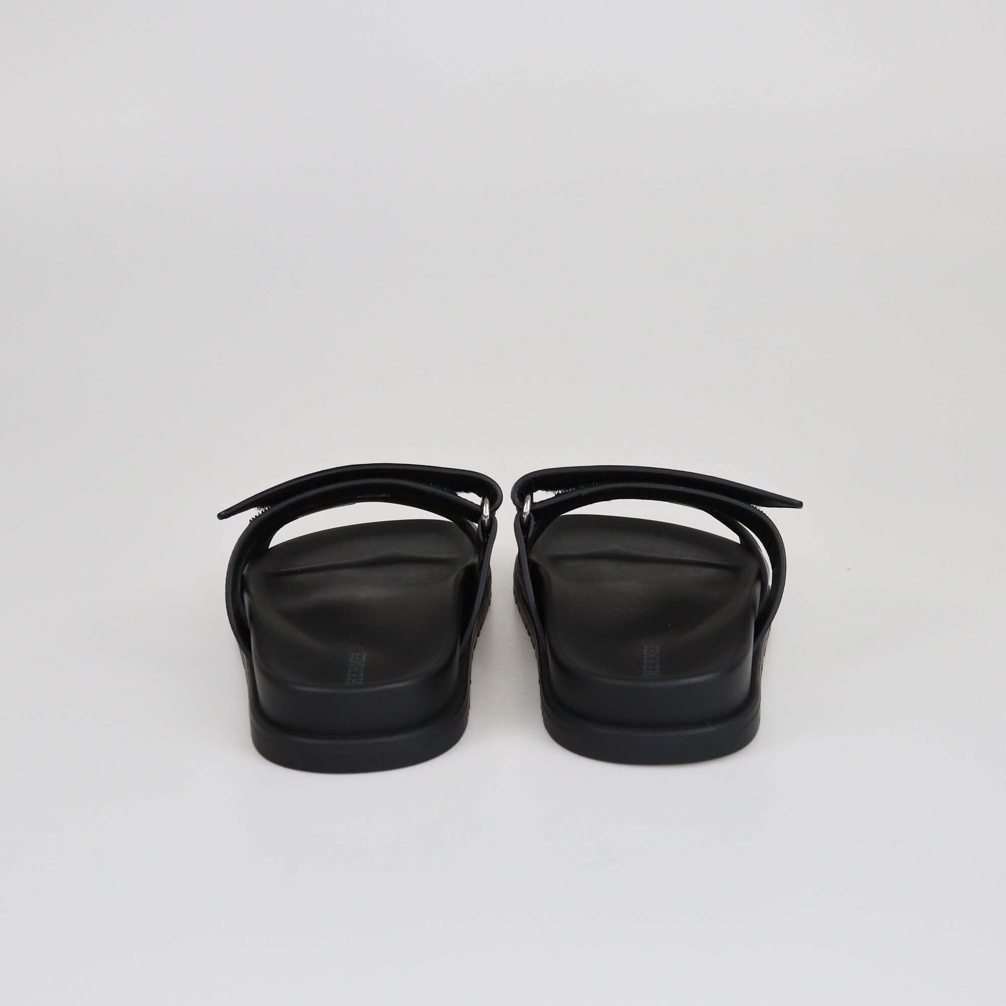 Hermes Black Chypre Flat Sandals Womens Hermes 