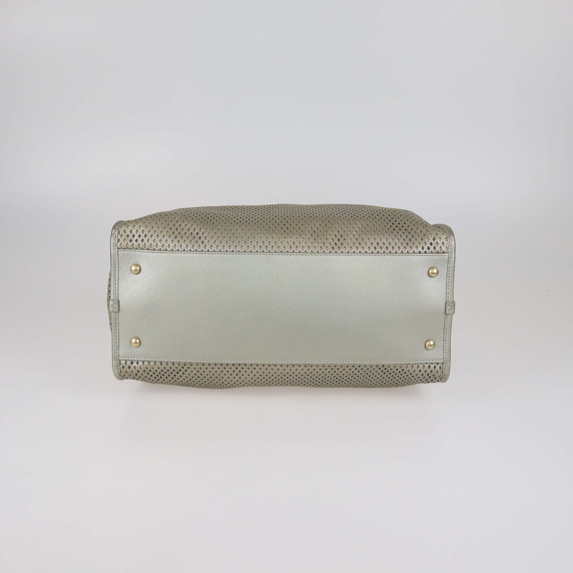 Chanel Metallic Silver Perforated Calfskin Up In The Air Tote