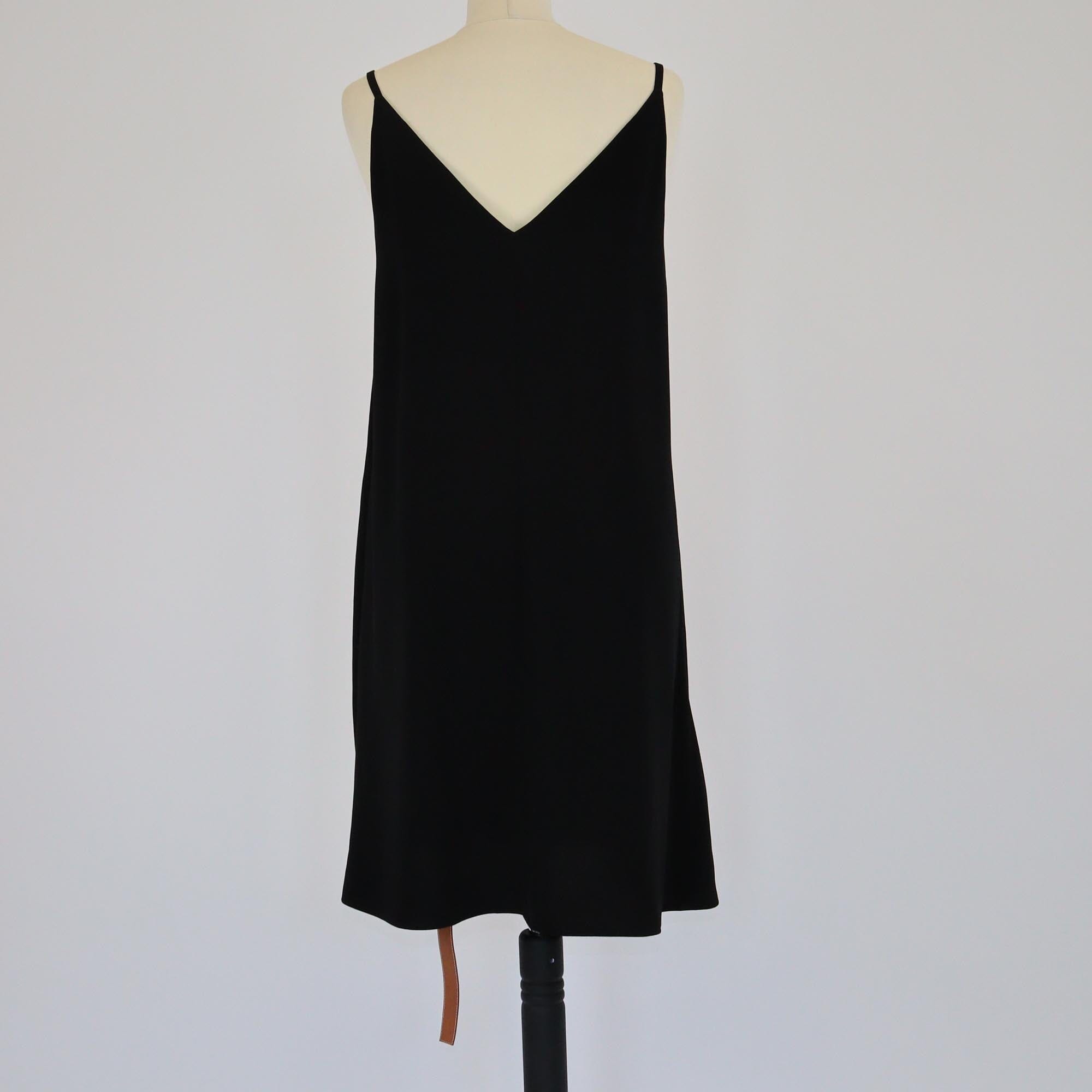 Loewe Black Thin Strap V Neck Layered Crepe Dress Womens Loewe 
