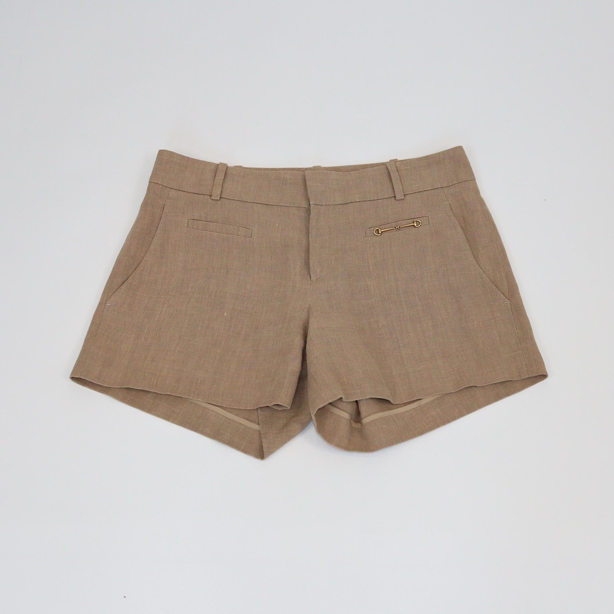 Gucci Brown Horsebit Slit Pocket Detailed Mini Short Womens Gucci 