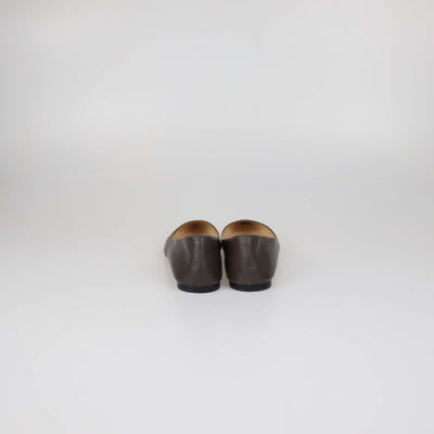 Christian Louboutin Dark Grey Leather Pointed Toe Flats