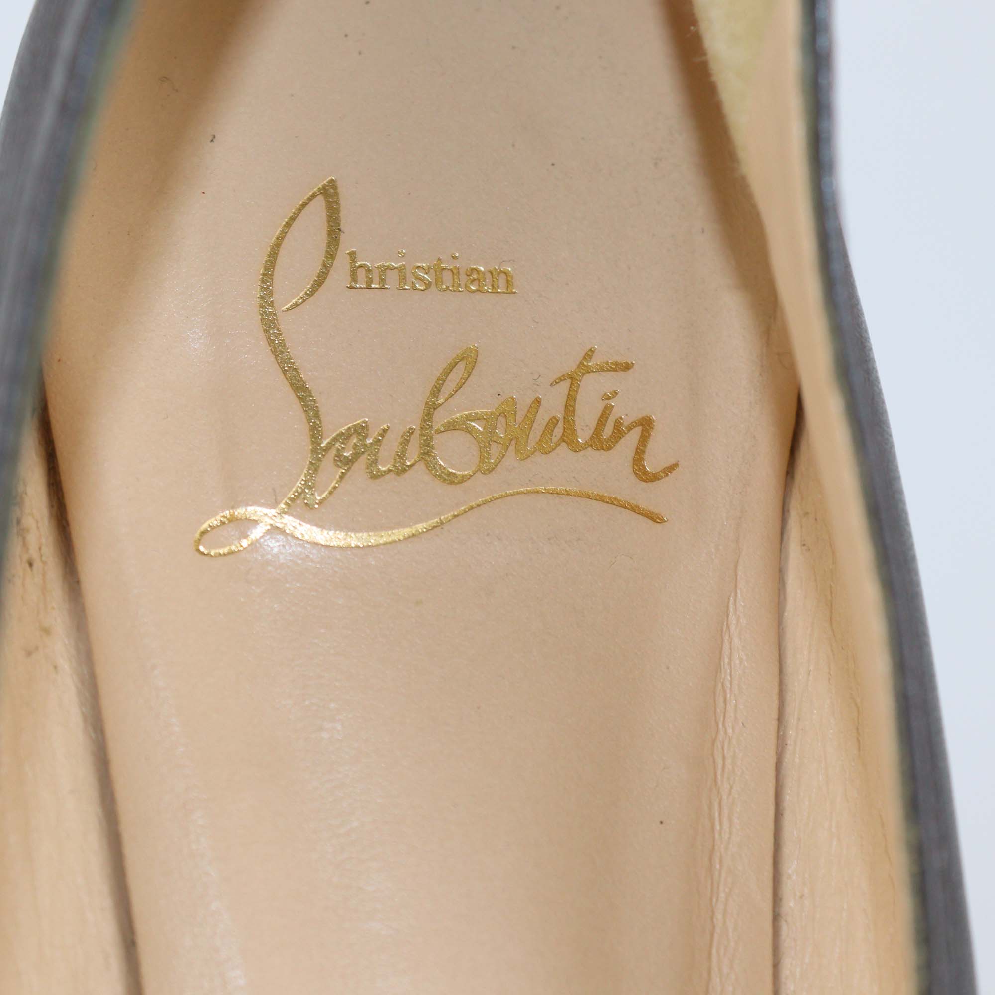 Christian Louboutin Dark Grey Leather Pointed Toe Flats