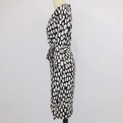 Diane Von Furstenberg Black/White Silk New Julian Two Wrap Dress