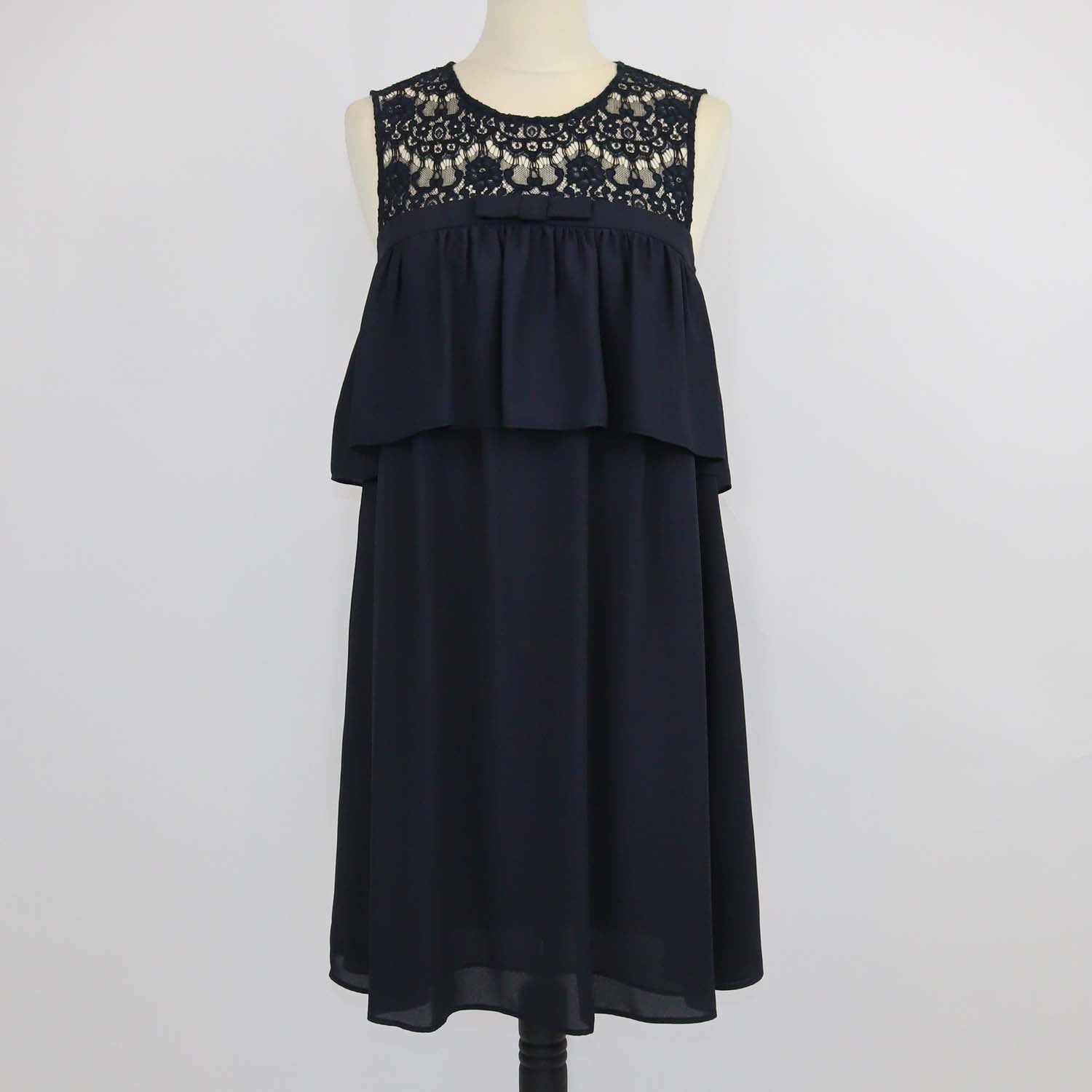 Claudie Pierlot Navy Blue Blend Cotton Lace Richie Midi Dress