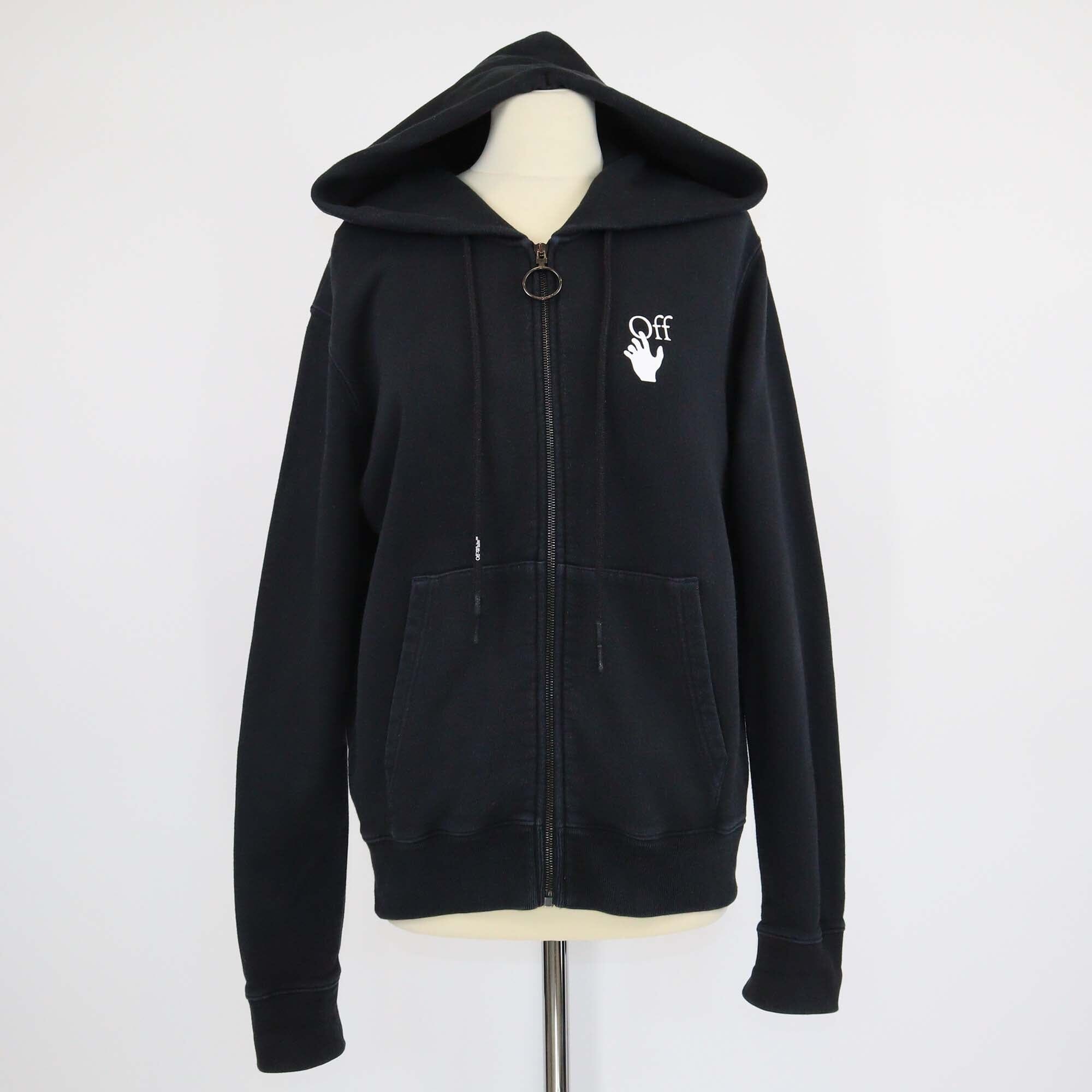 Off-White Black Caravaggio Lute Zipped Hoodie Jacket Mens Off White 